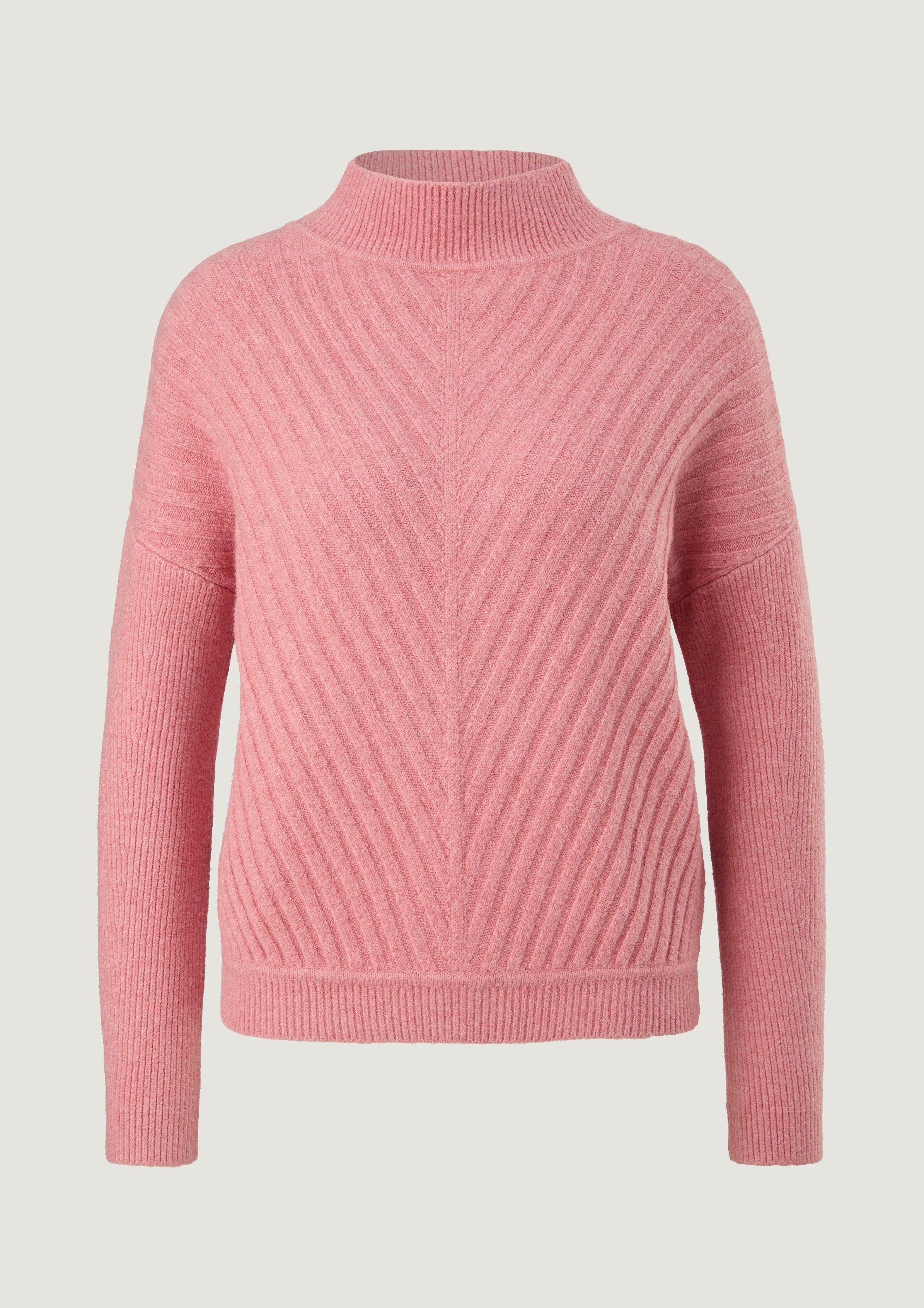 mit Strickpullover Wolle aus Baumwollmix rosa Comma Langarmshirt