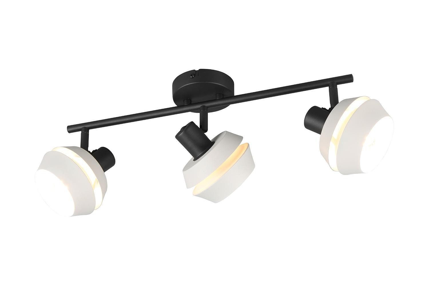 Reality Leuchten Deckenstrahler ISLA, 3-flammig, Grau, Schwarz, Glas, Metall, ohne Leuchtmittel, Verstellbar, B 54 x H 21 x T 21 cm