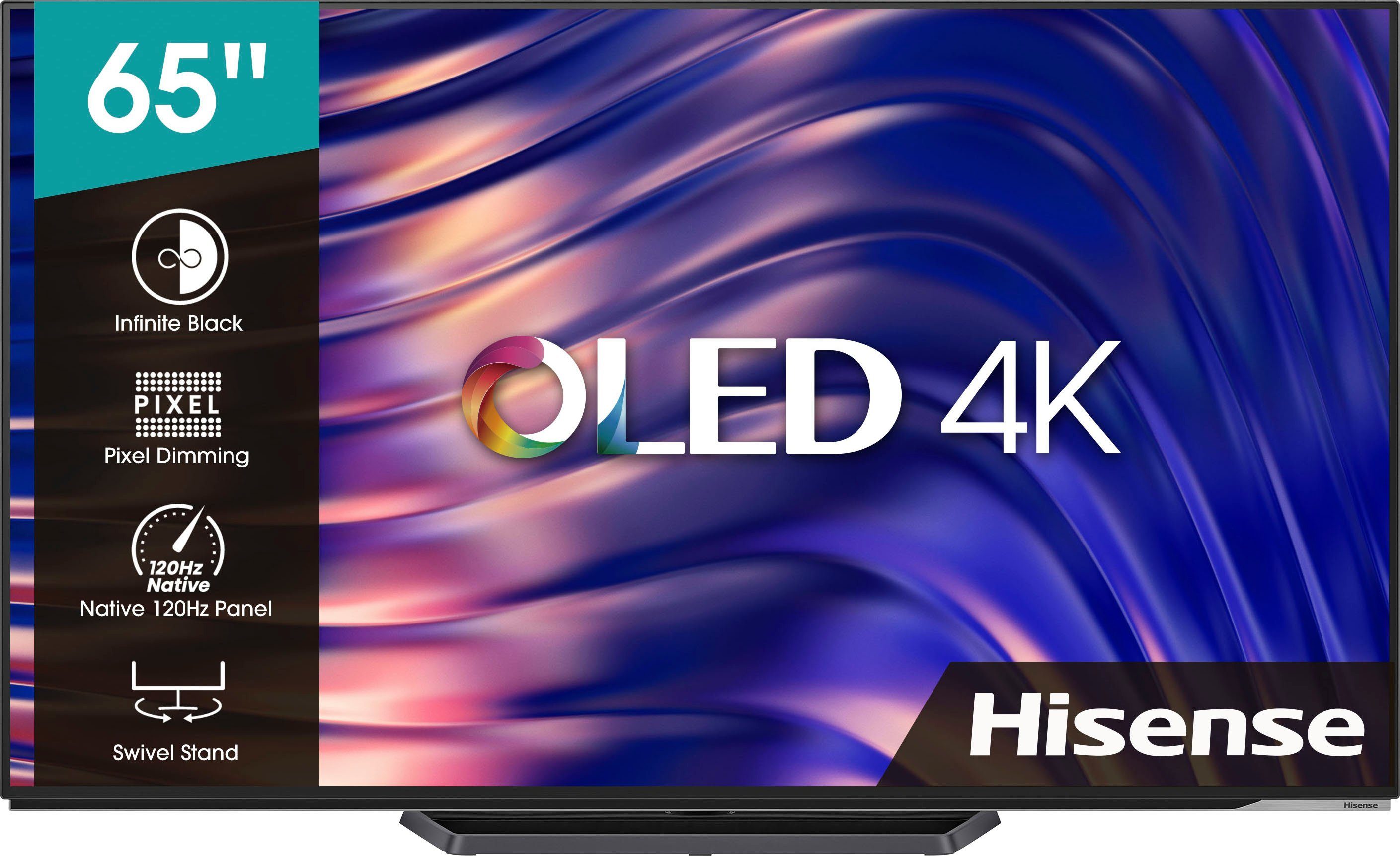 Hisense 65A85H OLED-Fernseher Sprachassistenten) HD, 120Hz, Atmos, HDMI Vision cm/65 (164 Smart-TV, IQ, 4K Ultra Dolby 2.1, Zoll, Dolby
