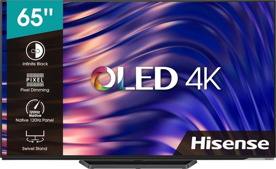 Hisense 65A85H OLED-Fernseher (164 cm/65 Zoll, 4K Ultra HD, Smart-TV,  120Hz, HDMI 2.1, Dolby Vision IQ, Dolby Atmos, Sprachassistenten)