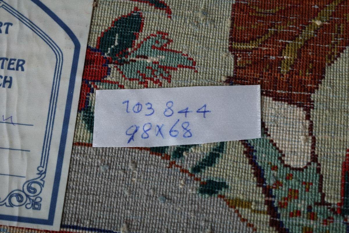 68x98 mm Nain Handgeknüpfter Höhe: Isfahan Orientteppich rechteckig, Orientteppich, Seidenkette 6 Trading,
