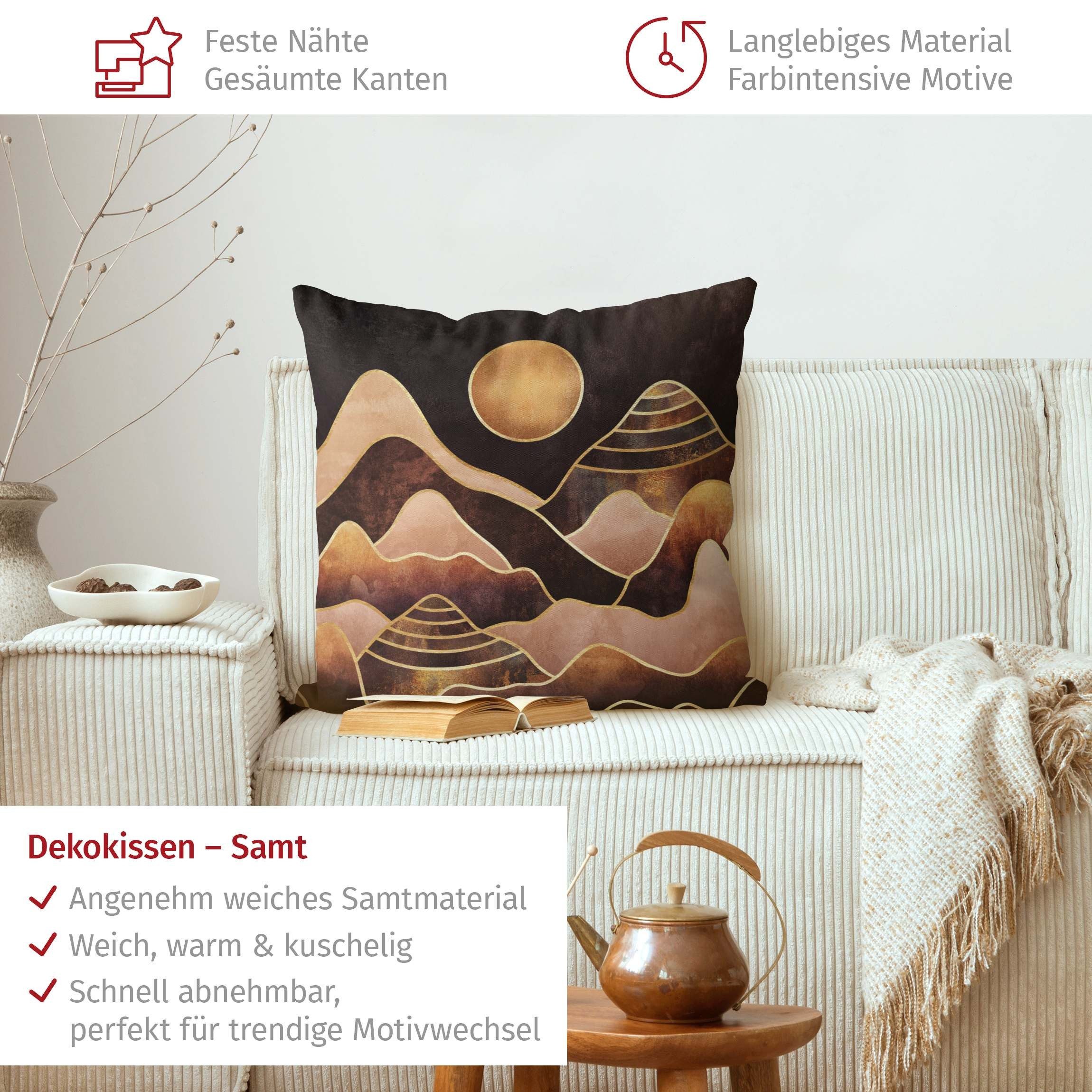 Bilderdepot24 Dekokissen drinnen Kissenhülle/ Sofakissen/ Zierkissen Kissenhülle gold originell, Bezug Aquarell mit / ohne Füllung Zierkissen Outdoor Sofa Bett
