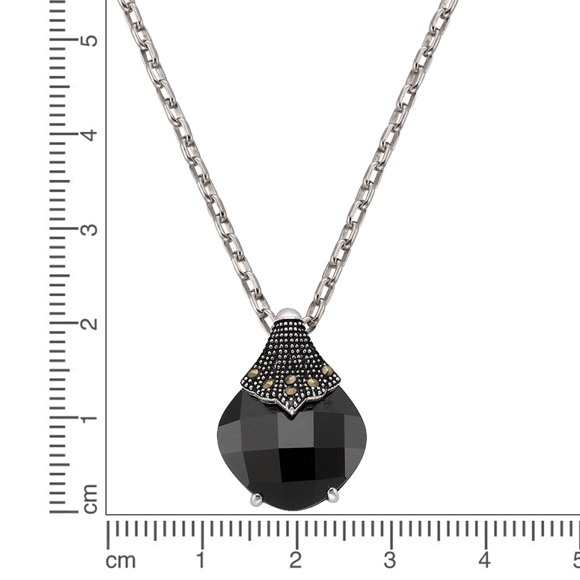 Zeeme Kette mit Anhänger 925/- Sterling Silber Markasit Achat