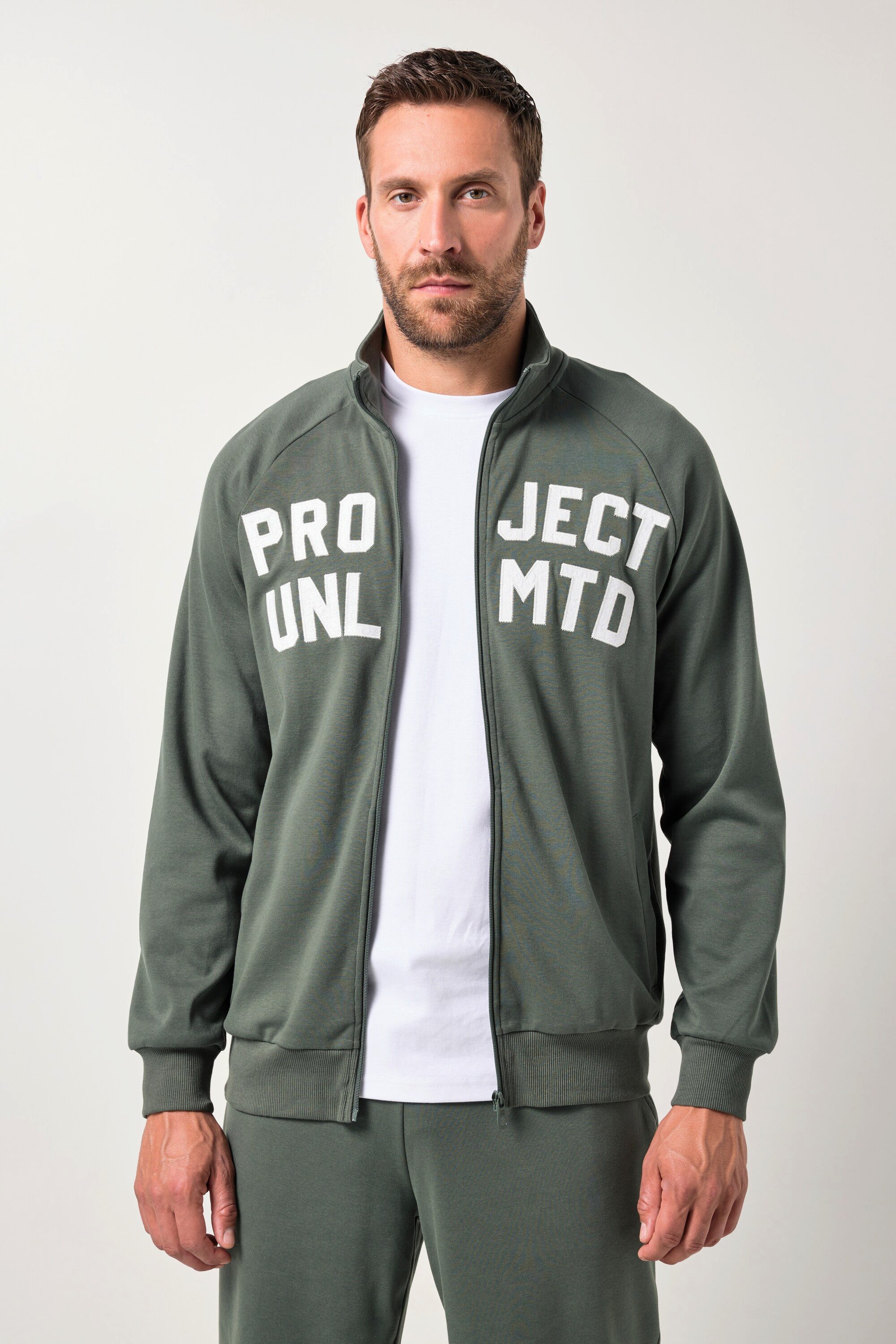 JP1880 Fleecejacke Trainingsjacke Fitness Stehkragen Brustbadge