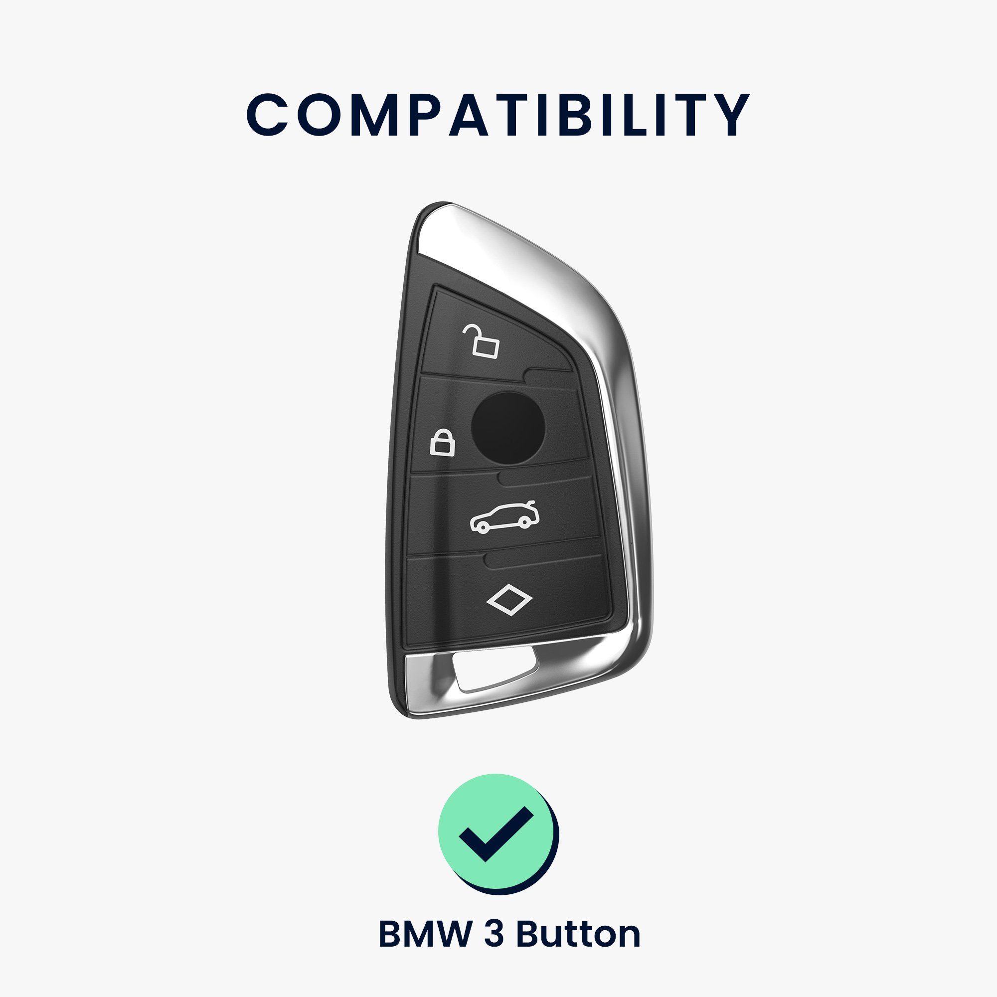 kwmobile Schlüsseltasche Autoschlüssel Hülle für Silikon Cover BMW, Schlüsselhülle Schwarz