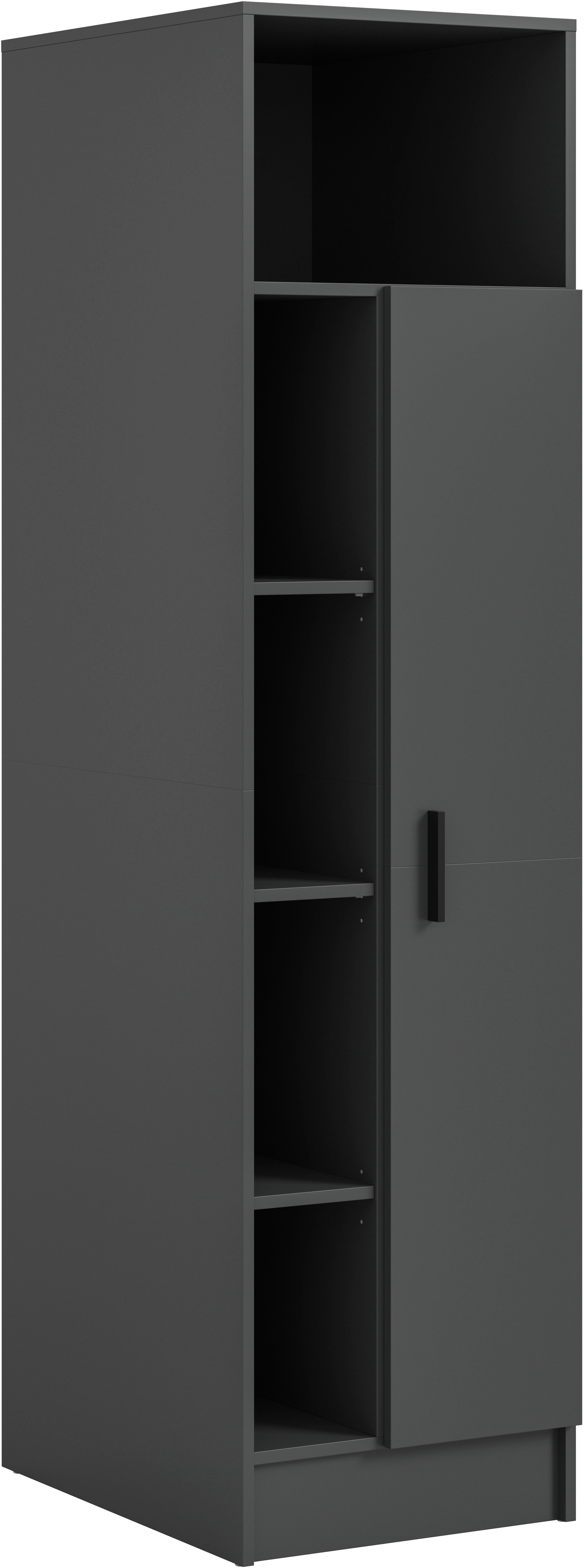 welltime Mehrzweckschrank FALAS, Höhe 195cm, 1 Tür, 1 Kleiderstange, 5 offene Fächer (1-St., in verschiedenen Farben erhältlich) Universalschrank, Wäscheschrank, Badezimmer, Hauswirtschaftsschrank