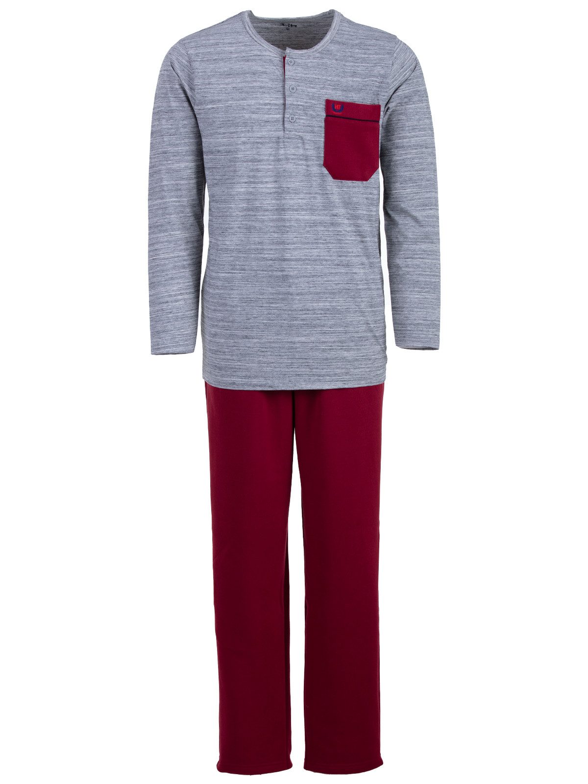 Henry Terre Schlafanzug Kuscheliger Hausanzug Langarm - Unifarben günstig online kaufen