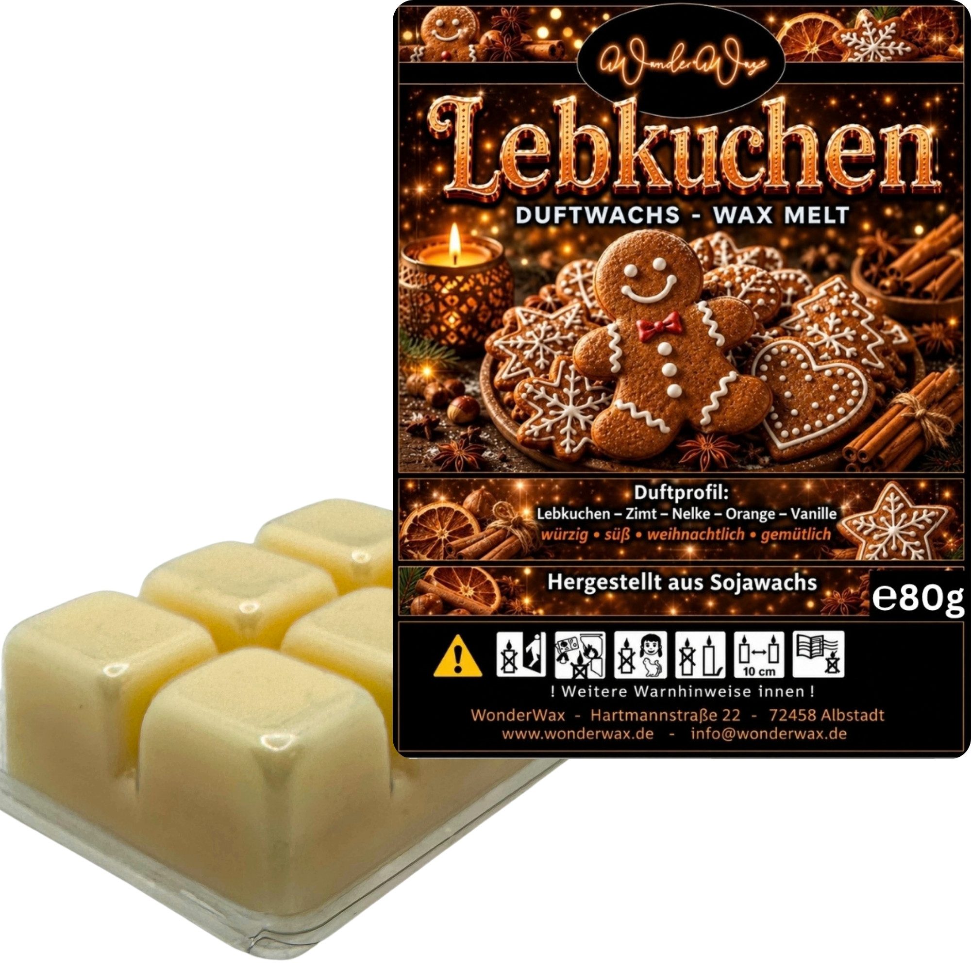 WonderWax Duftwachs WonderWax® Duftwachs 6 Würfel, (Lebkuchen), Duftrichtung: Lebkuchen