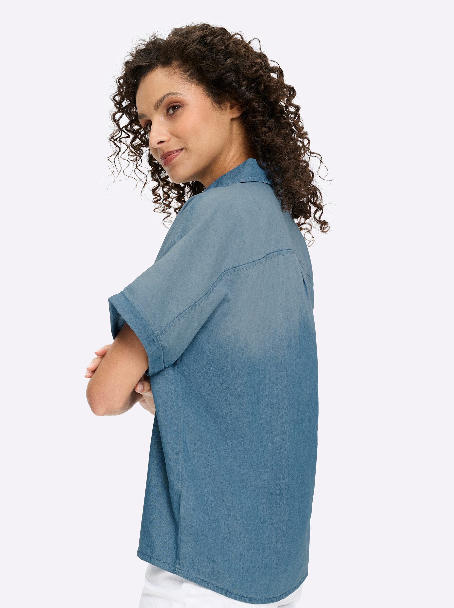 heine Klassische Bluse Jeansbluse Kurzarm