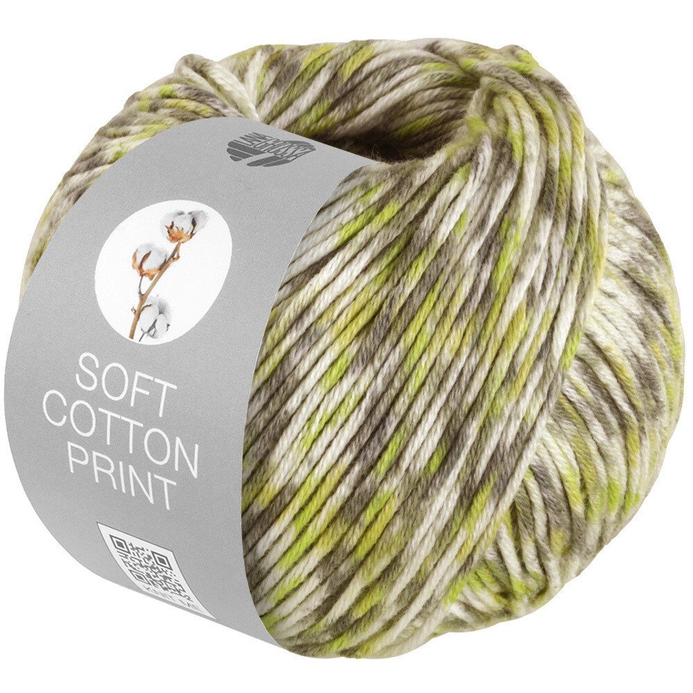 LANA GROSSA SOFT COTTON PRINT Häkelwolle, 140 m (weiches Baumwollgarn mit modernem Mikrofaseranteil), 50 g