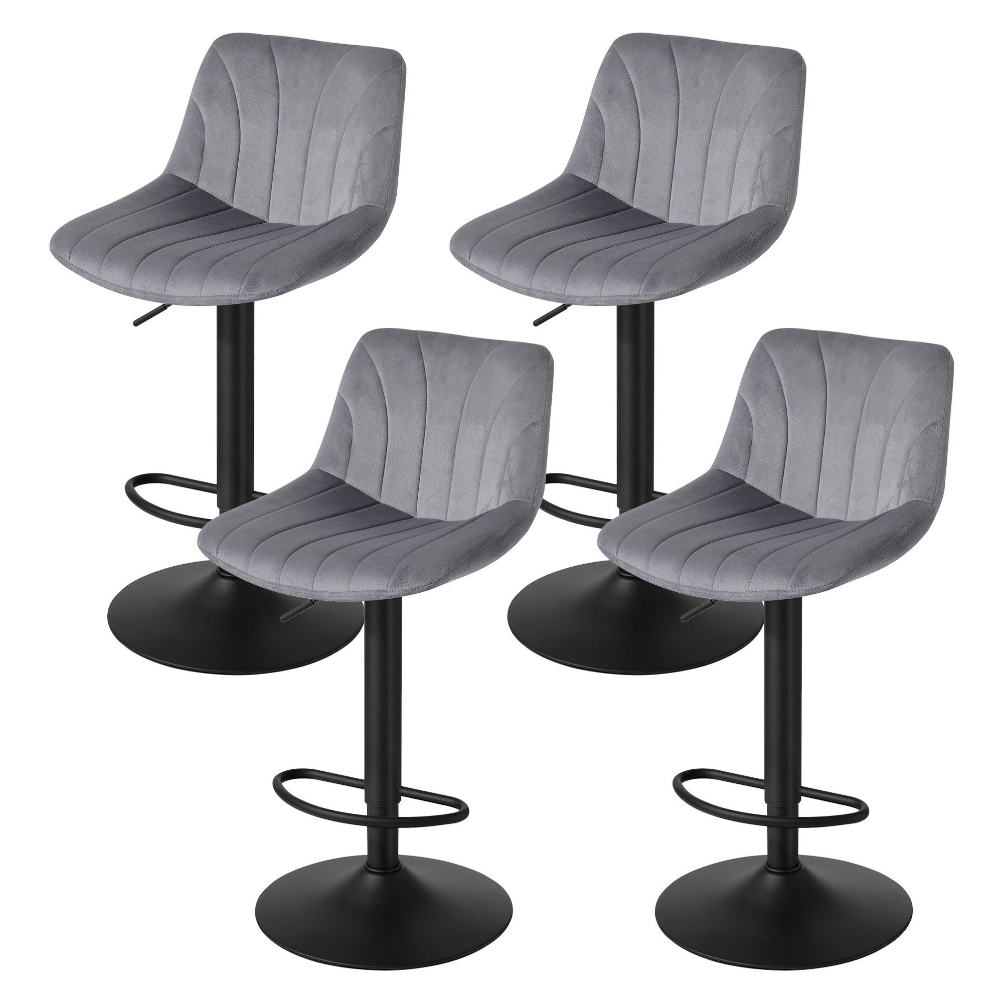 VASAGLE Barhocker Barstuhl, Küchenhocker, höhenverstellbar, um 360° drehbar (4 St., 4er Set), 46,5 x 43 x (88-108) cm (T x B x H), für Esszimmer, Küche