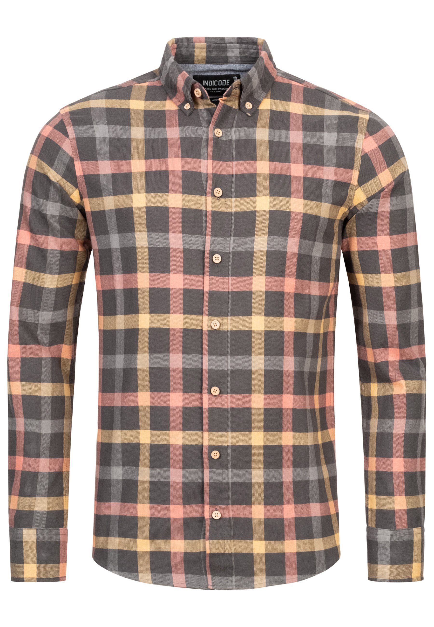 Indicode Langarmhemd Herren Riverside Herrenhemd Langarm Langarmhemd mit Bu günstig online kaufen