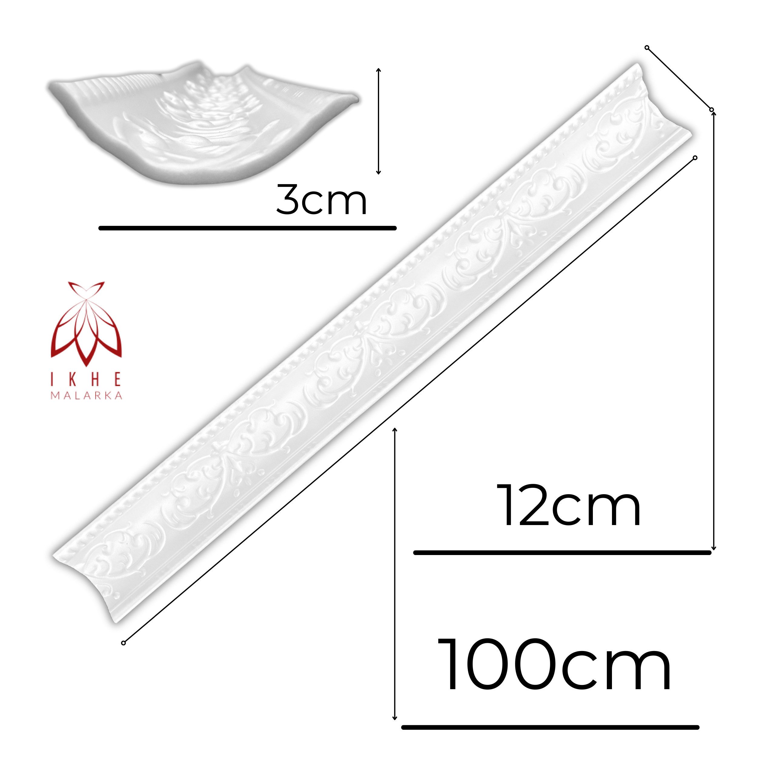 IKHEMalarka Deckenleiste Stuckleisten aus XPS Polystyrol – weiße Zierleisten 1 Meter, Kleben Montagekleber (z. B. Pattex DK Flex 1000), 1 Stück = 1 Meter Länge, – Bild 3 von 5