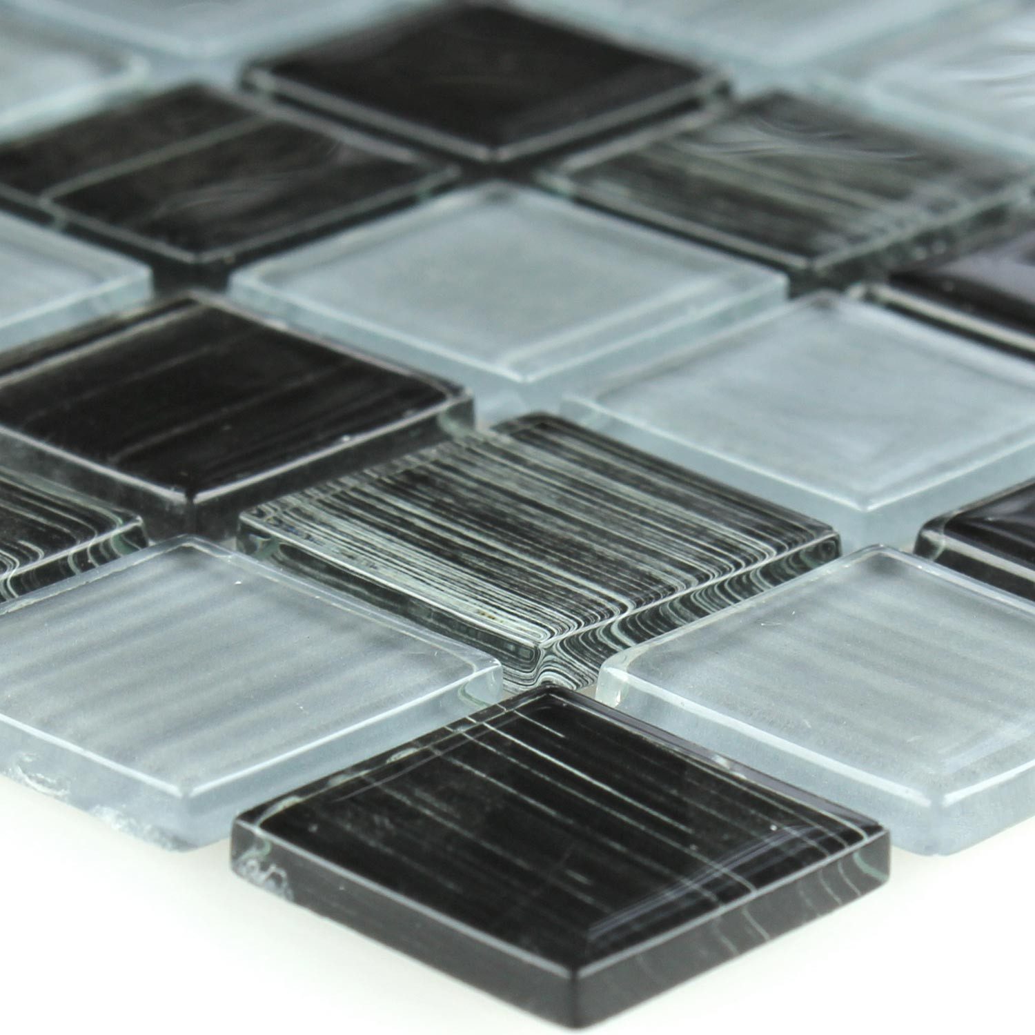 Mosafil Mosaikfliesen Glasmosaik Fliesen Lafayette Gestreift, Glas 32.700x30.200, grau, Wasserfest