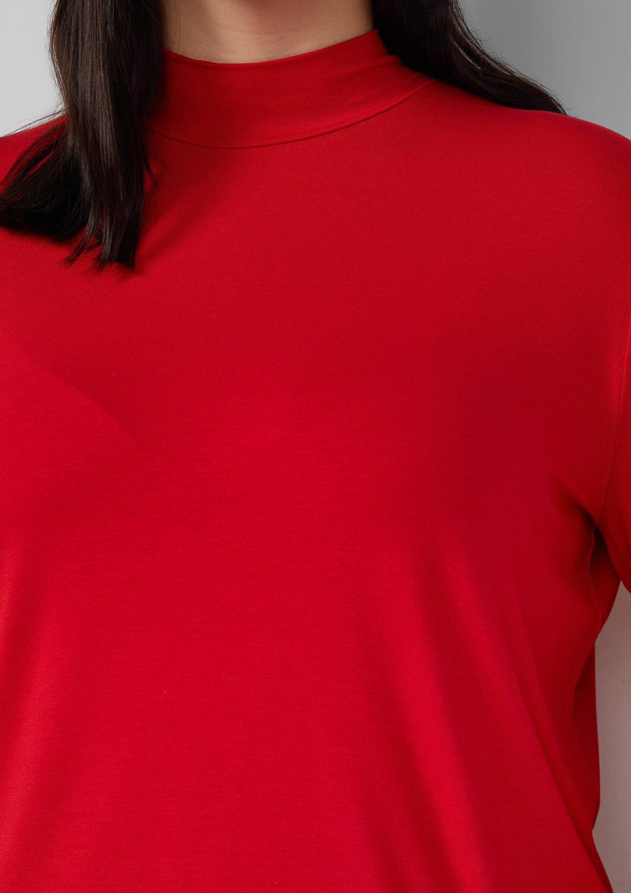 s.Oliver Langarmshirt T-Shirt Fließendes Longsleeve mit Stehkragen