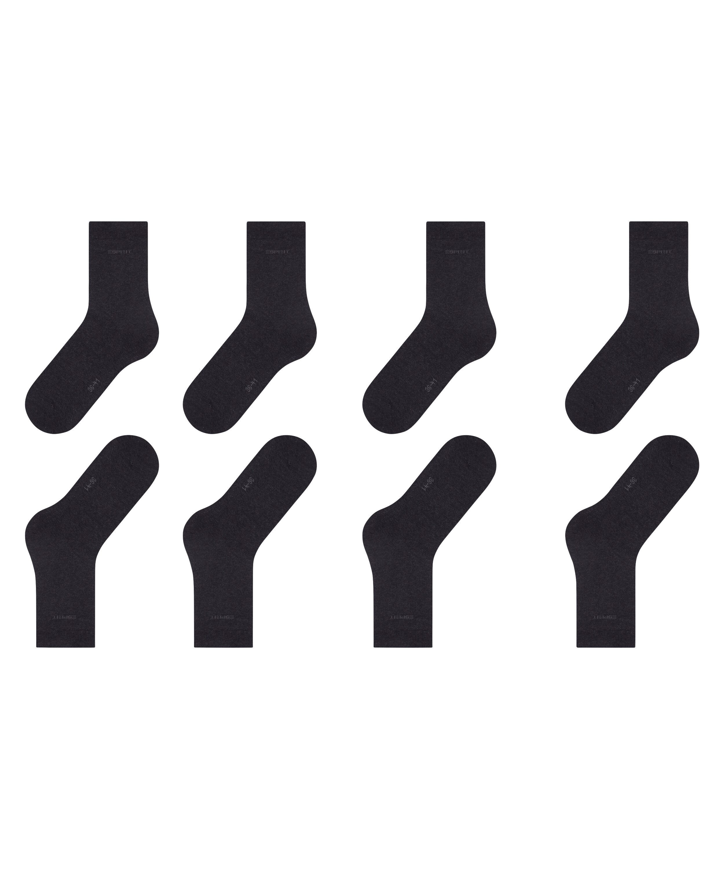 Esprit Socken Solid (4 Paar) Einheitsgröße 36-41, geripptes Bündchen, unifarben, Basic Vorteilspack