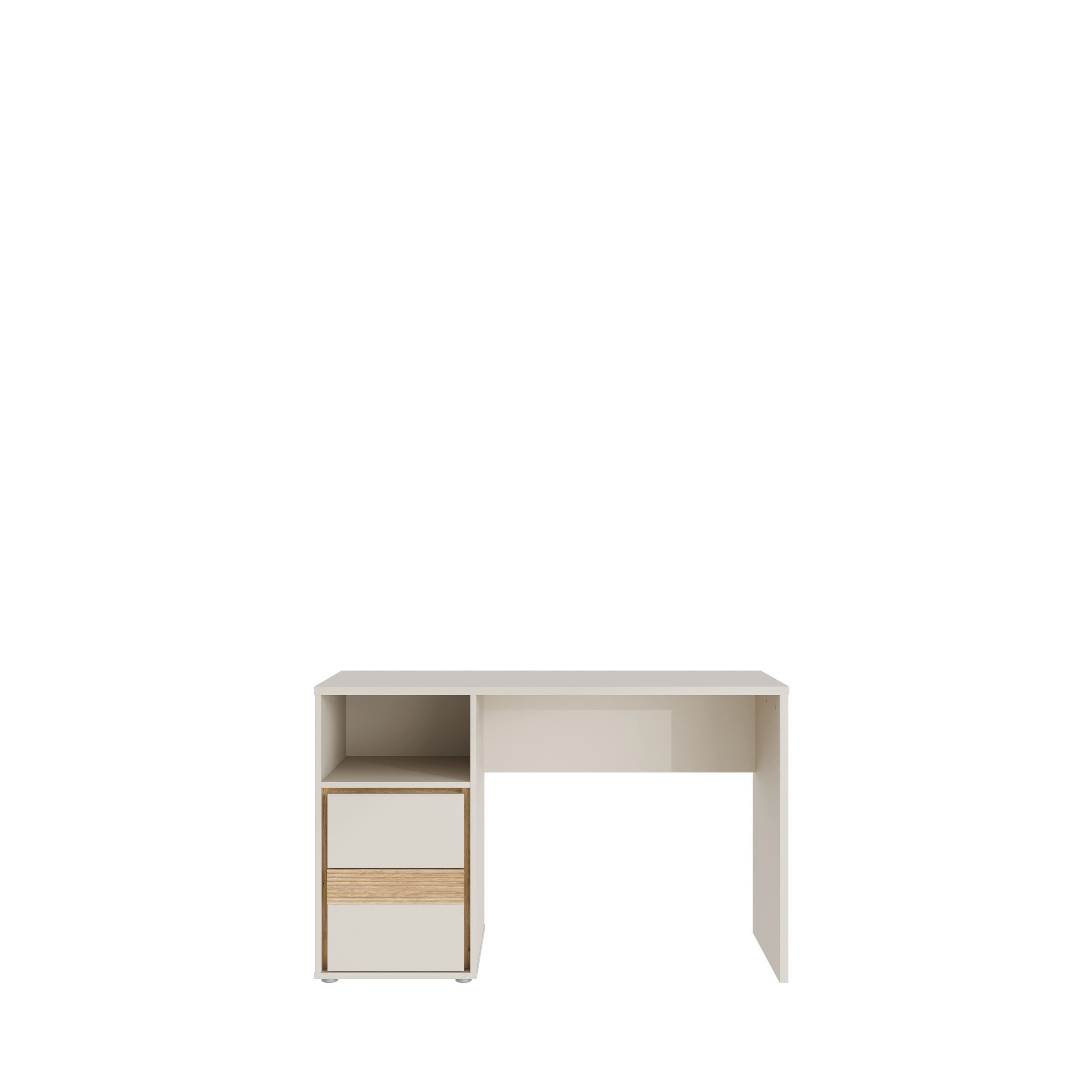 PREISBRECHER Schreibtisch WEXLIN, 2 Schübe, Sand / Mauvella Eiche Dekor - 119,7x75,7x50,2cm (BxHxT)