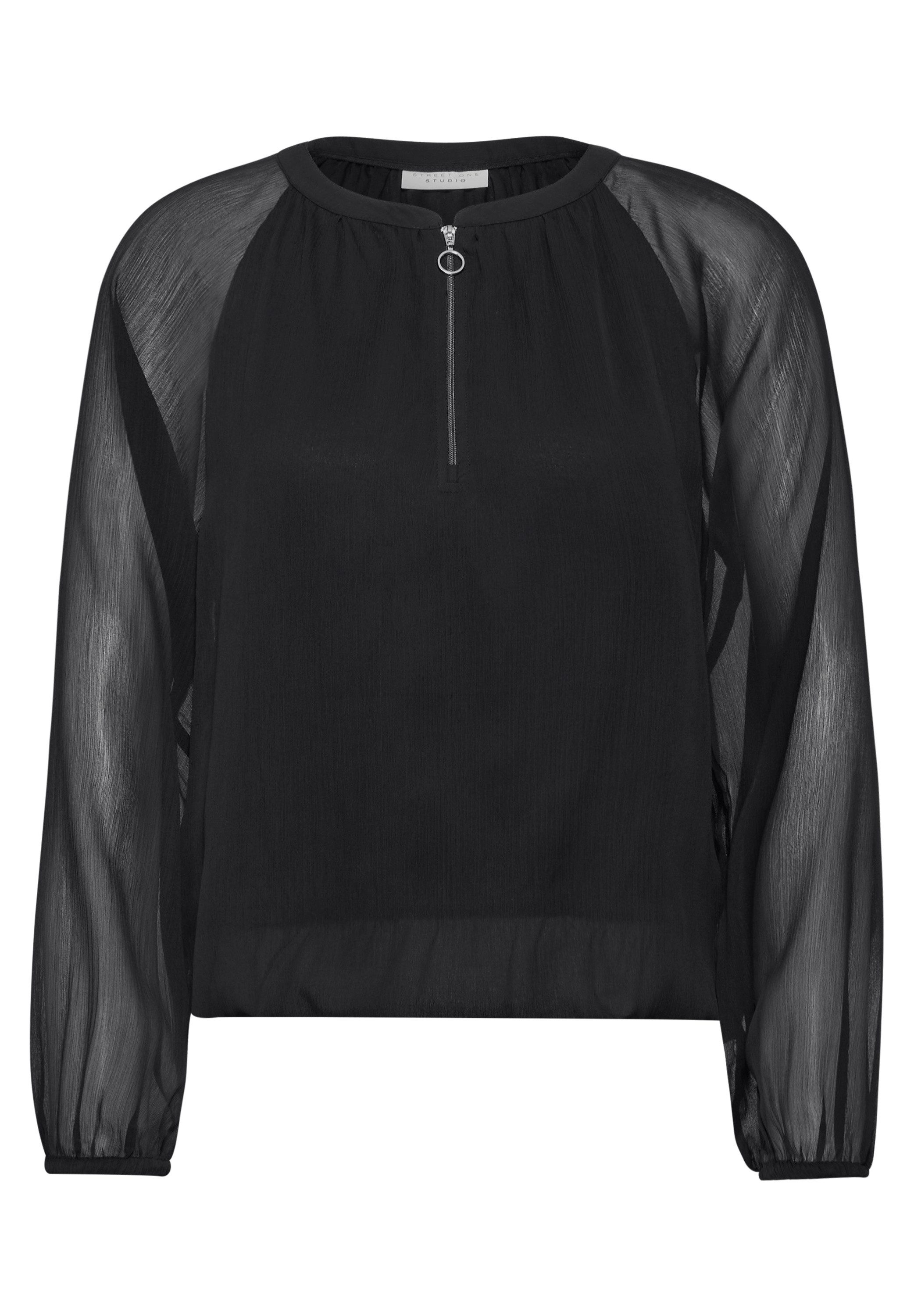 STREET ONE STUDIO Chiffonbluse mit Rundhalsausschnitt