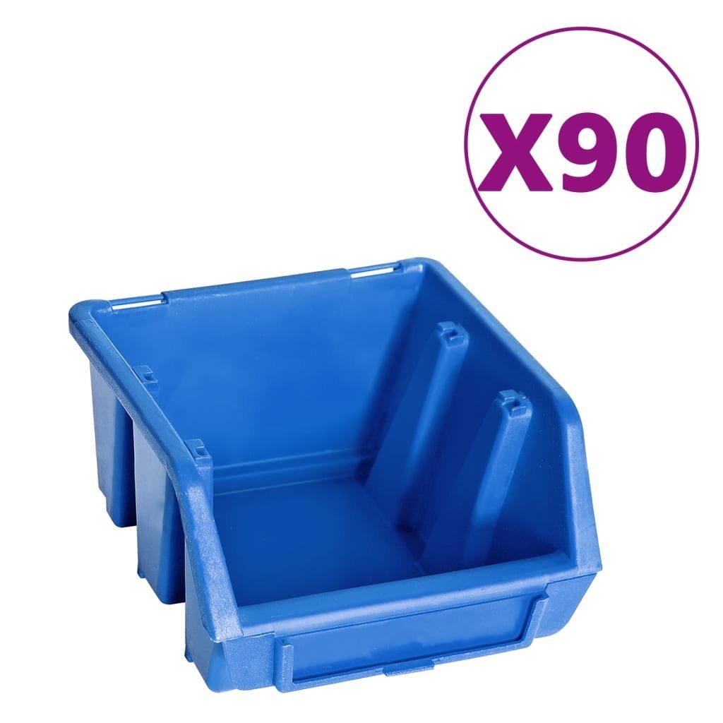 vidaXL Werkzeugbox 96tlg. Behälter-Set für Wandplatten Kleinteile Schwarz Blau (1 mit St)