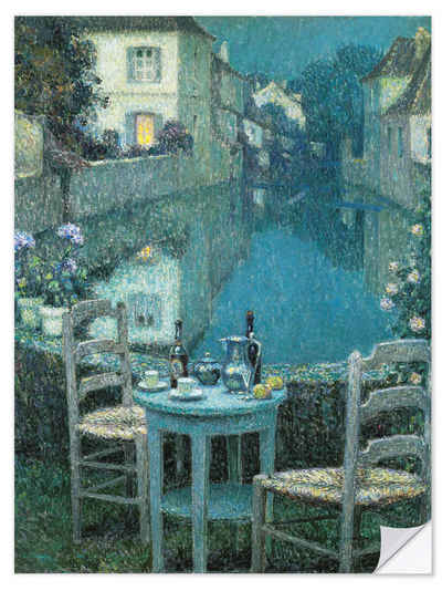 Posterlounge Wandfolie Henri Le Sidaner, Kleiner Tisch in der Abenddämmerung, Küche Malerei