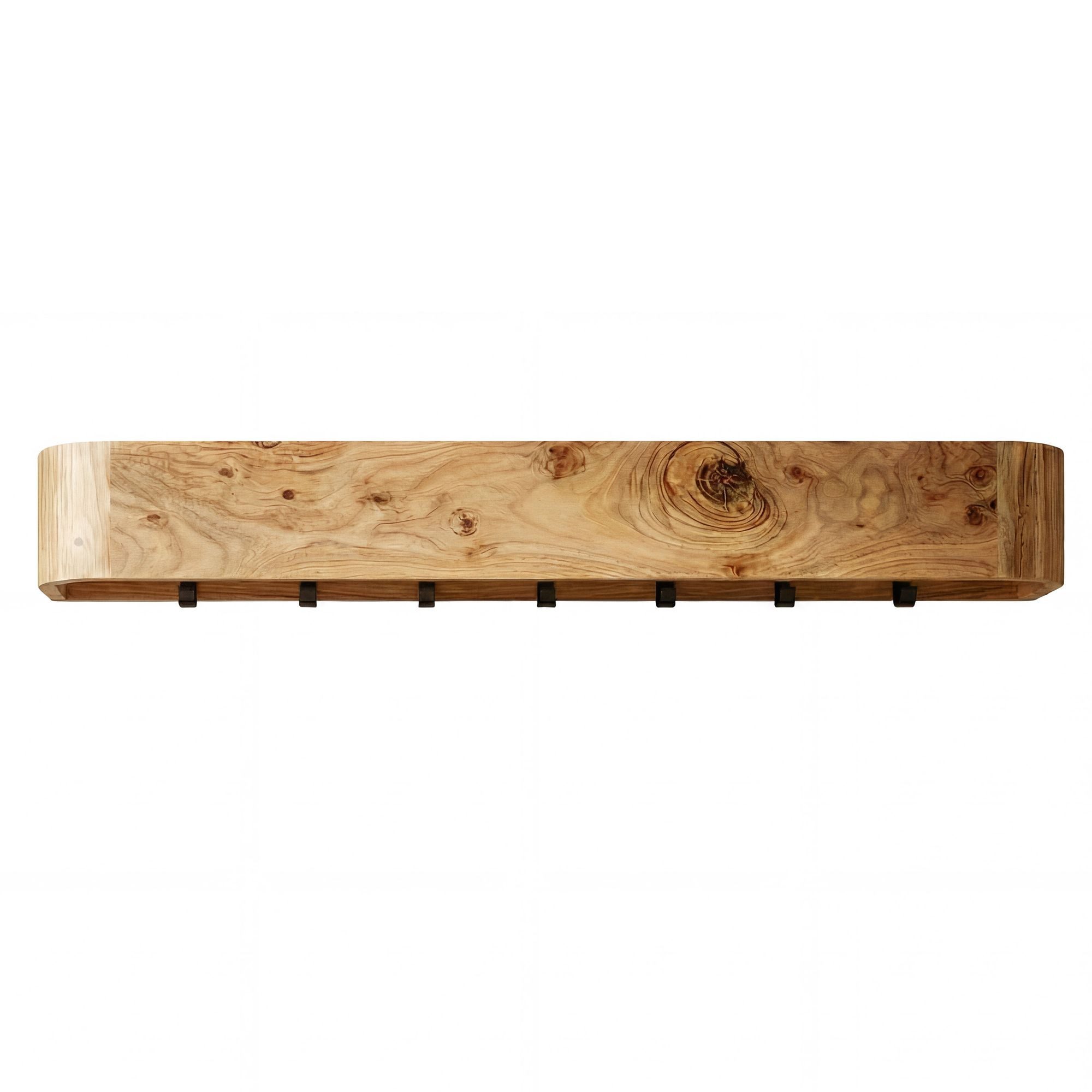 Wohnling Wandgarderobe Garderobenpaneel 100cm Hängegarderobe Garderobe Flurgarderobe (Schönes Holzmöbel mit sieben Kleiderhaken), Rechteckiges Holzpaneel aus Akazie Massivholz