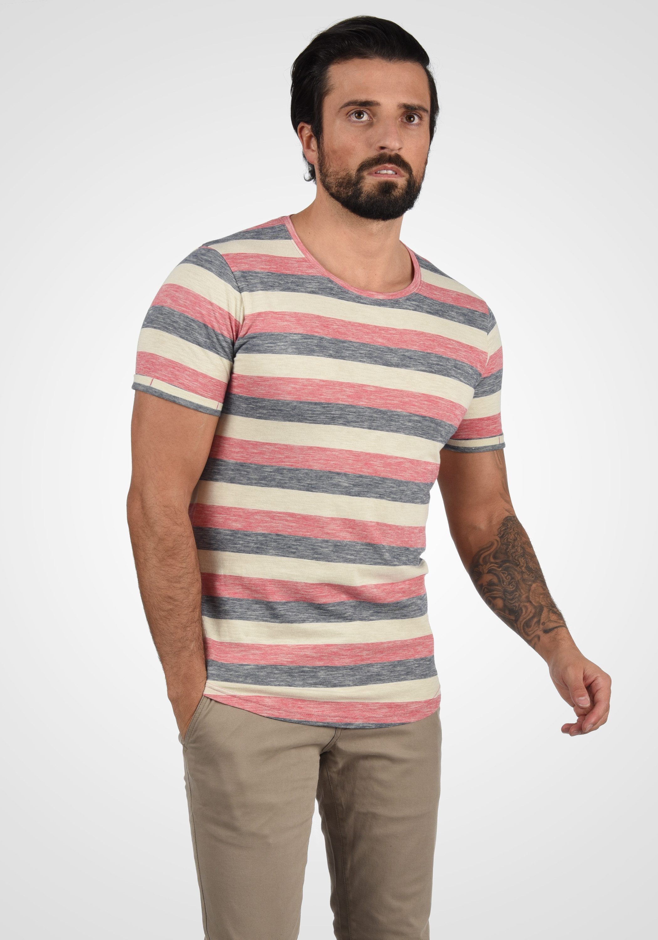 !Solid Rundhalsshirt SDThicco Kurzarmshirt mit Streifen
