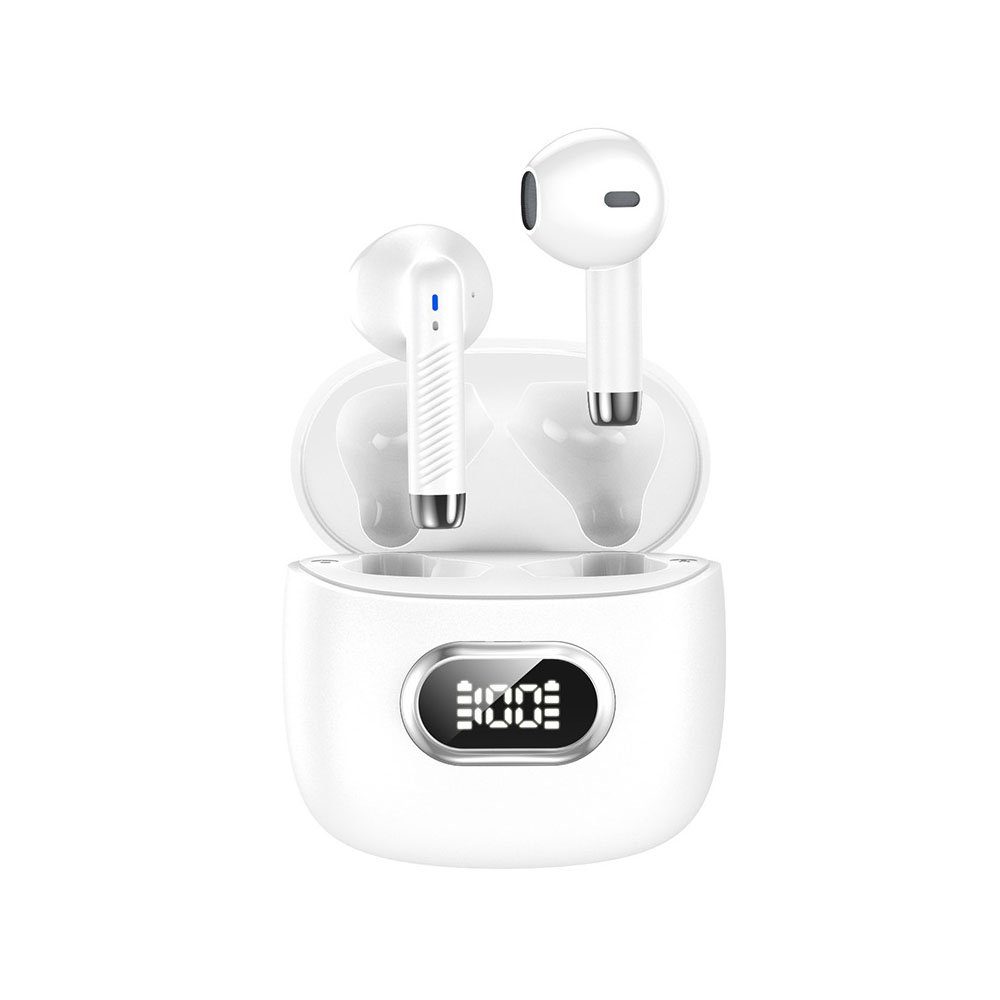 MOUTEN Kabelloses Bluetooth-In-Ear-Headset mit universeller Digitalanzeige In-Ear-Kopfhörer weiß