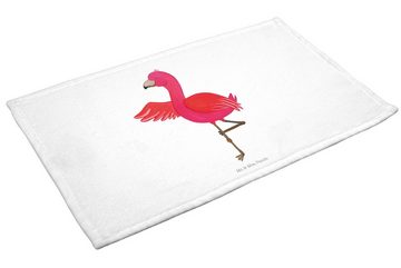 Mr. & Mrs. Panda Handtuch Flamingo Yoga - Weiß - Geschenk, Yogi, Rosa, Gästetuch, Baum, Achtsam, (1-St), Bunt bedruckt