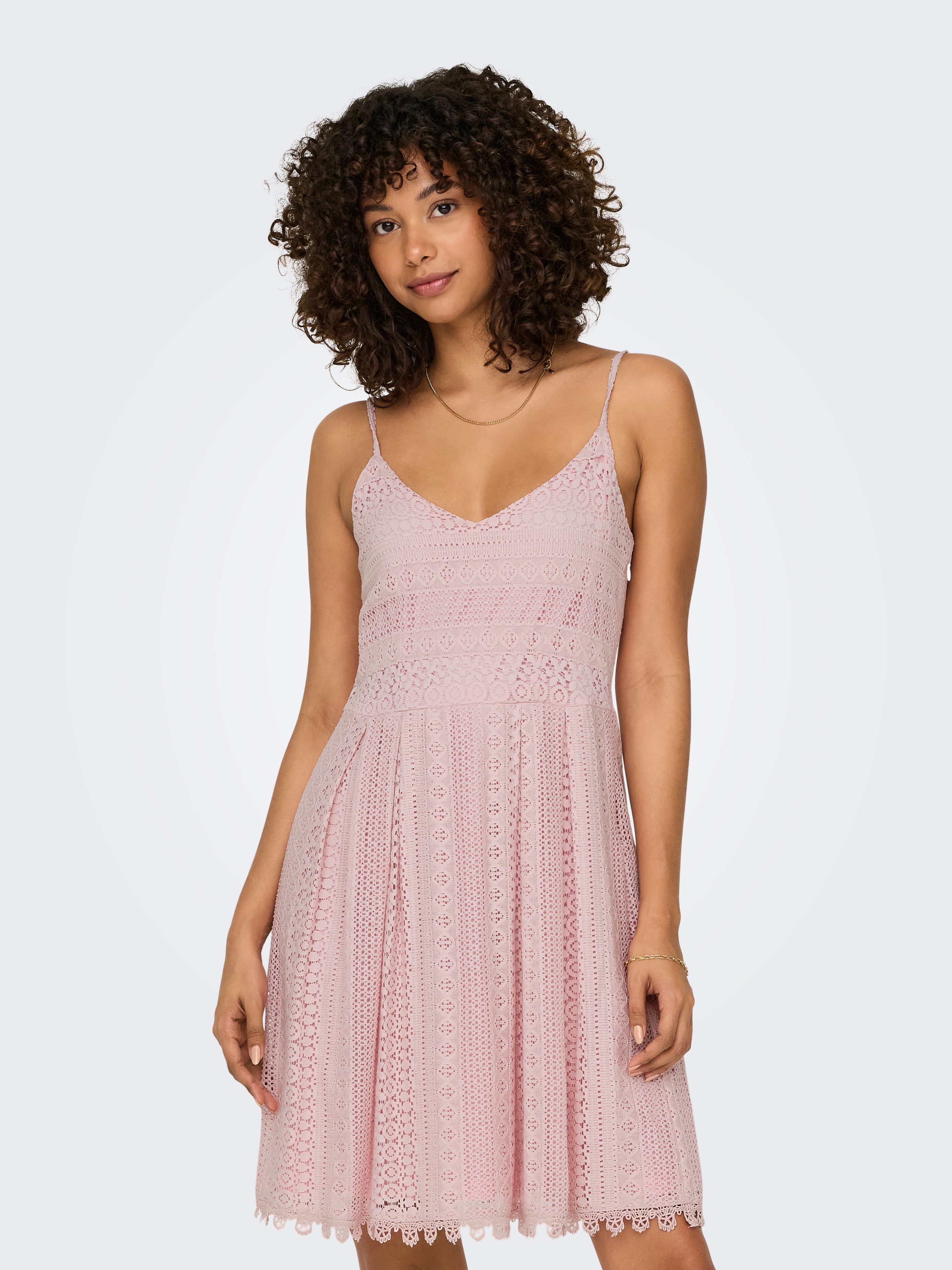 ONLY Trägerkleid ONLHELENA – Trägerkleid aus Baumwolle für den Sommer Baumwolle, regular fit, V-Ausschnitt