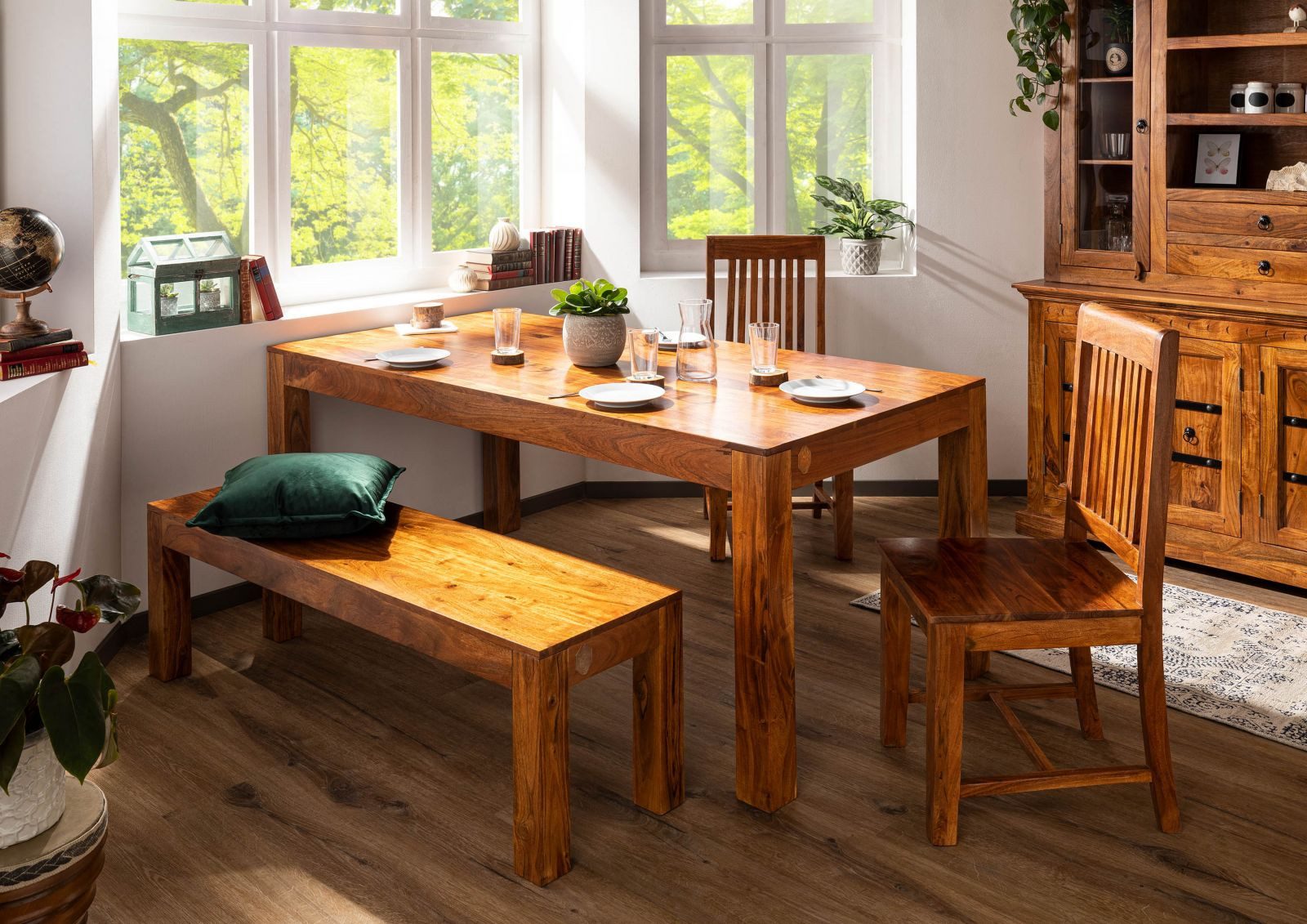 Massivmoebel24 Esstisch OXFORD (Massiver Esstisch mit Schublade für 6 Perso günstig online kaufen