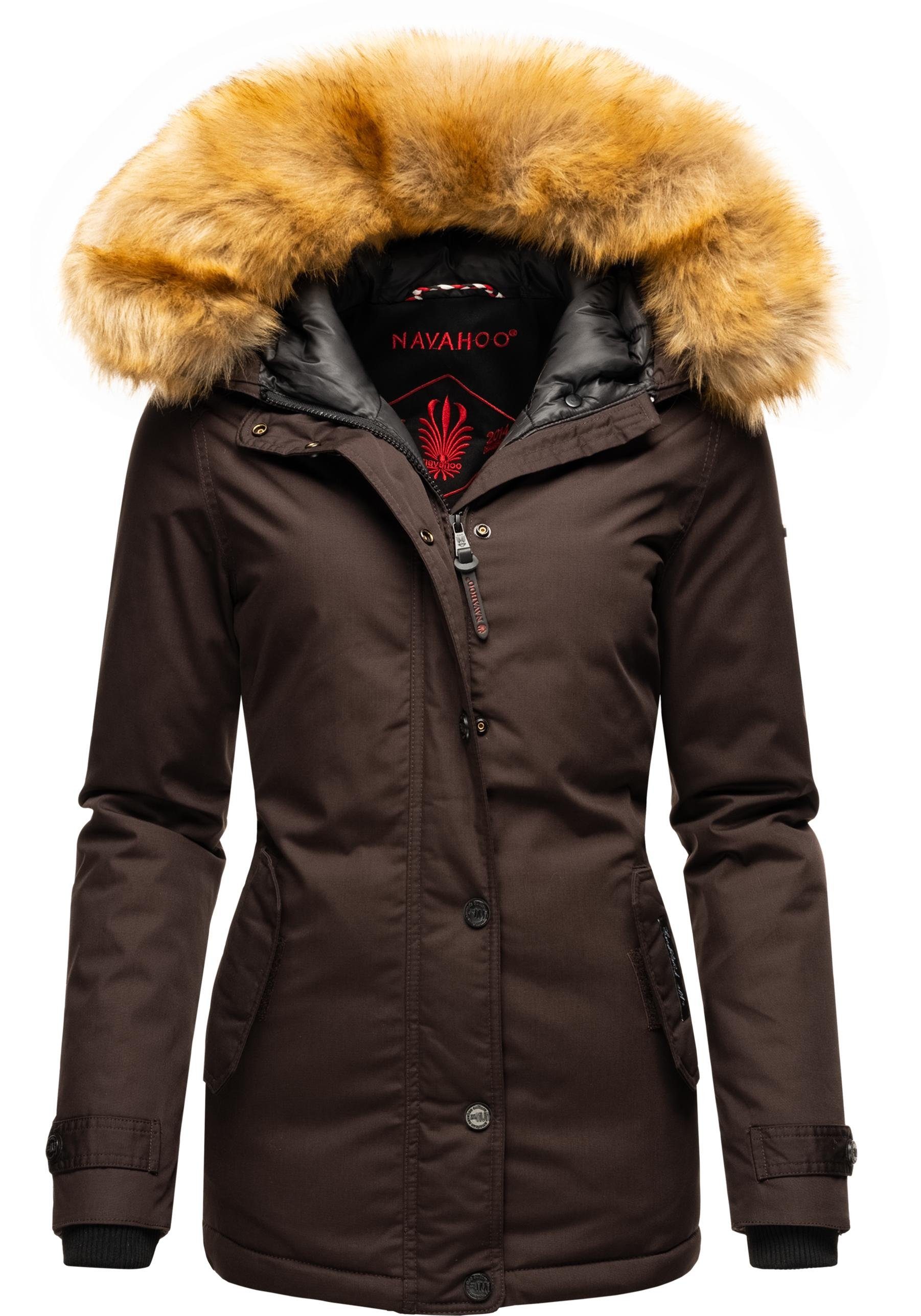 Navahoo Winterjacke Laura edler Parka mit Kunstfell-Kapuze