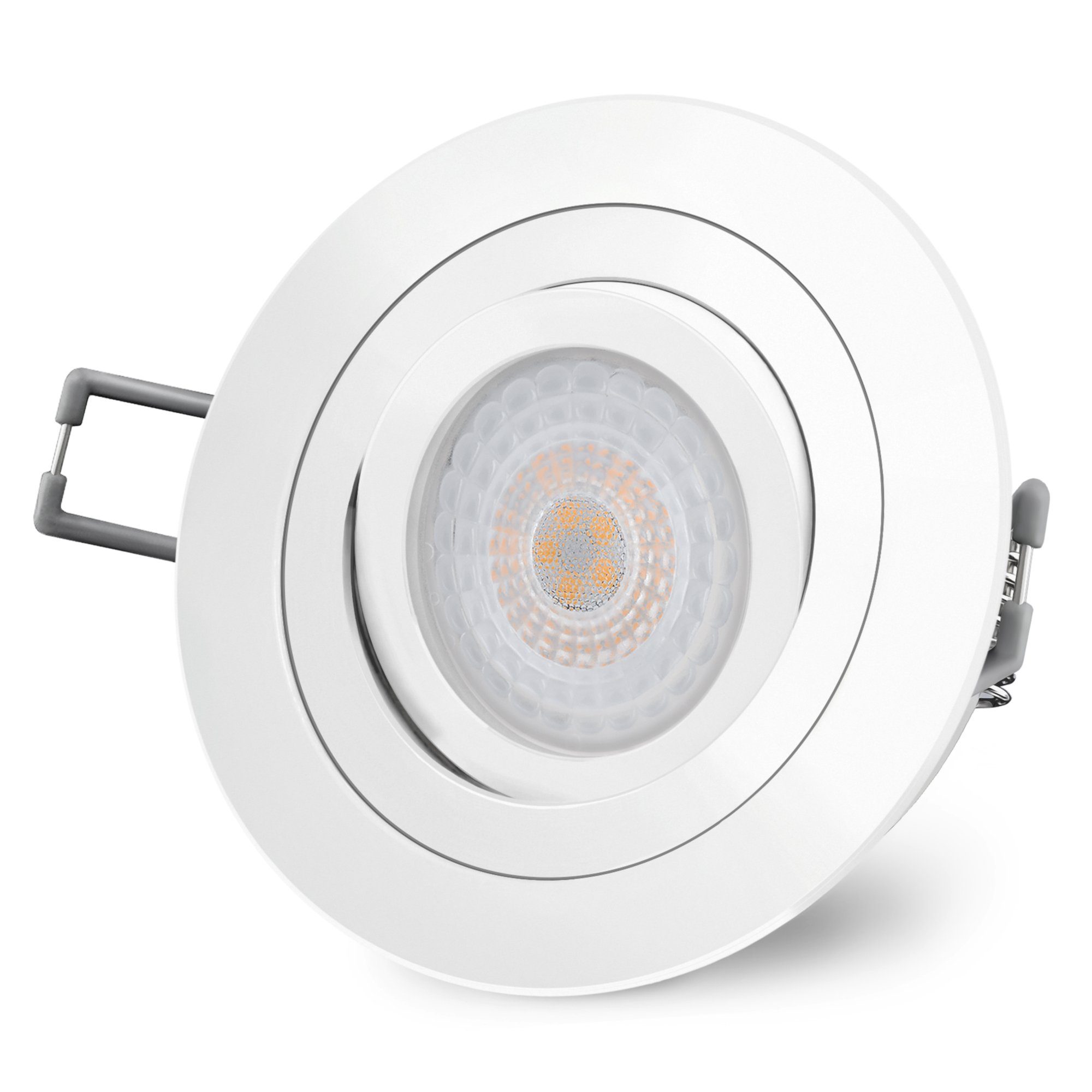 SSC-LUXon LED Einbaustrahler RF-2 LED Einbauleuchte flach & schwenkbar in weiss mit fourSTEP Modul, Warmweiß