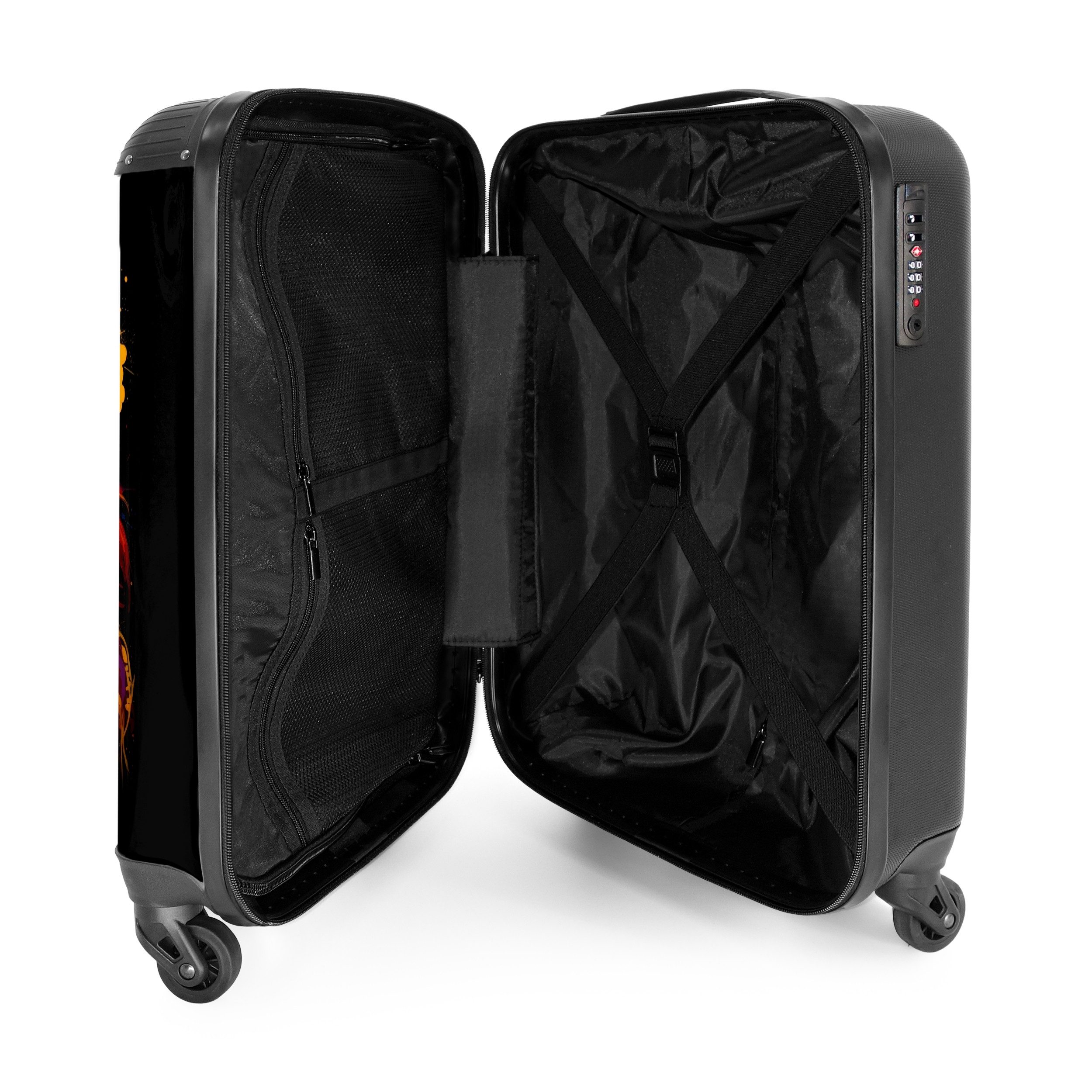 NoBoringSuitcases.com© Hartschalen-Trolley Bunter Löwe im Graffiti-Stil 55x35x20cm, Reisetasche mit Rollen, Koffer Handgepäck Flugzeug – Bild 4 von 5