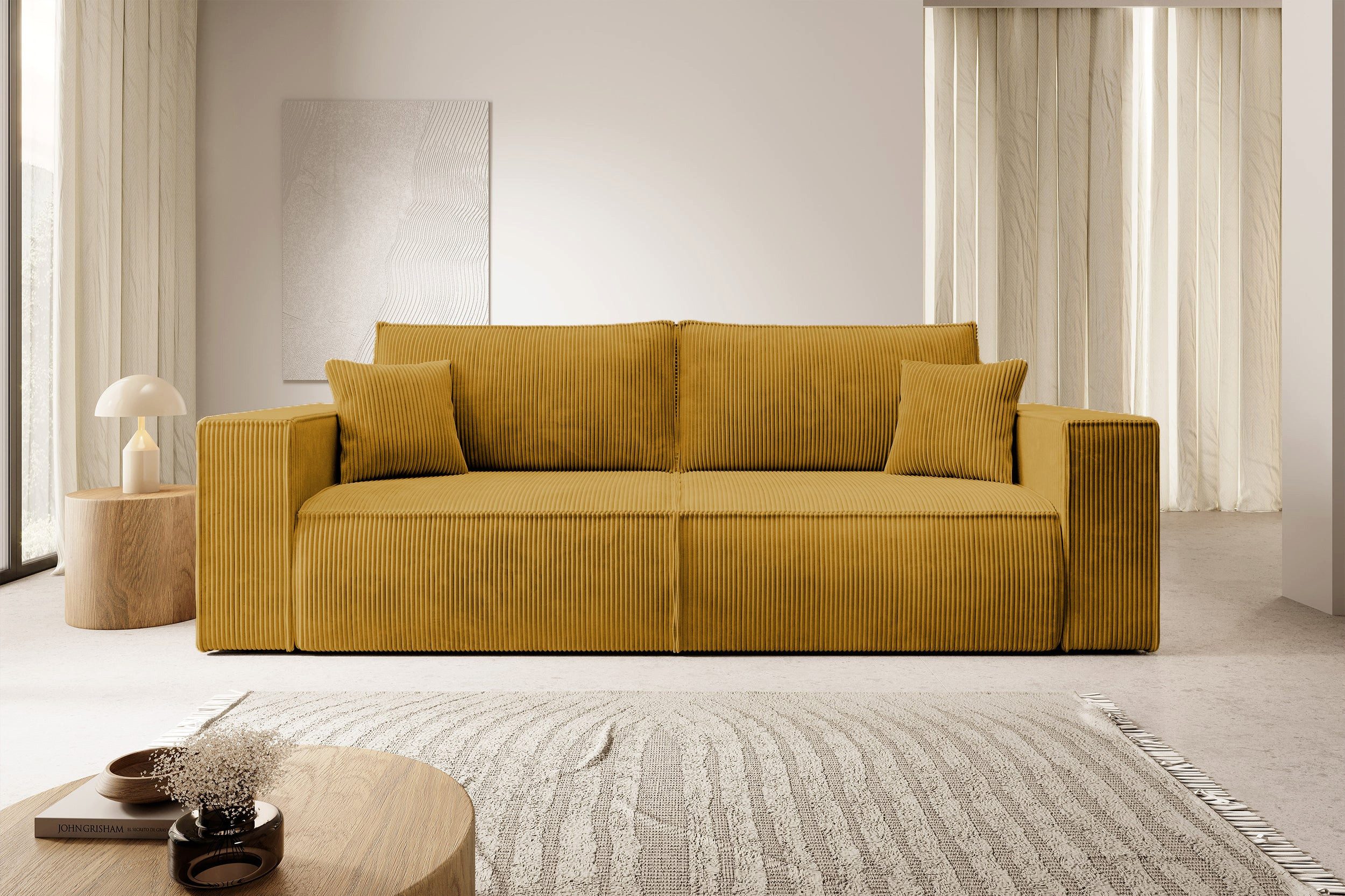 Selsey Schlafsofa FARESE NEW, 3-Sitzer-Sofa mit Bettkasten, Schlaffunktion und Cordbezug