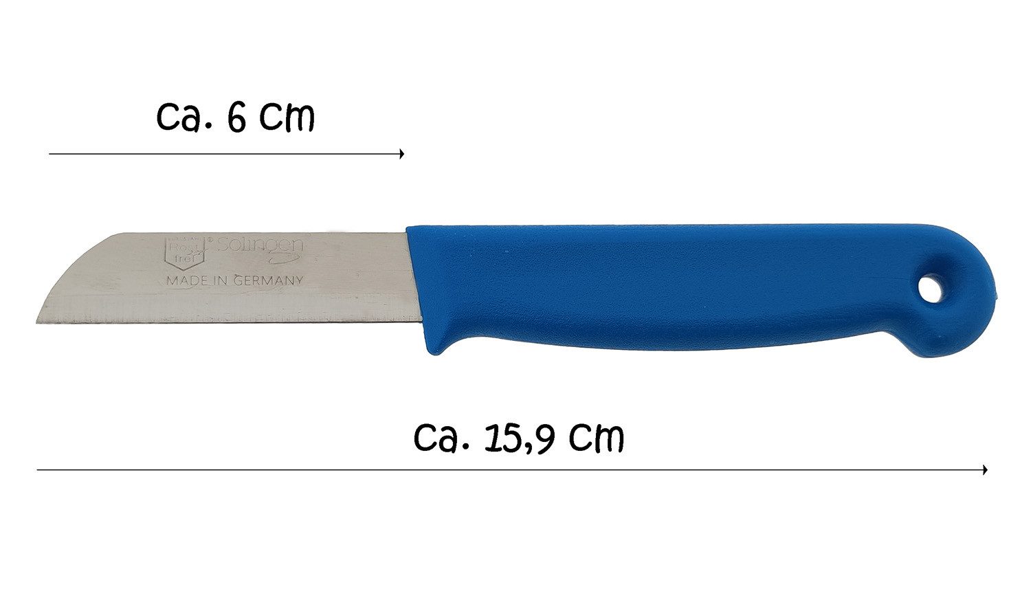 Solingen Universalküchenmesser Küchenmesser "Solingen" 16 cm, 6 cm glatte Klinge blau, Scharfes Gemüsemesser Schälmesser Küchenmesser