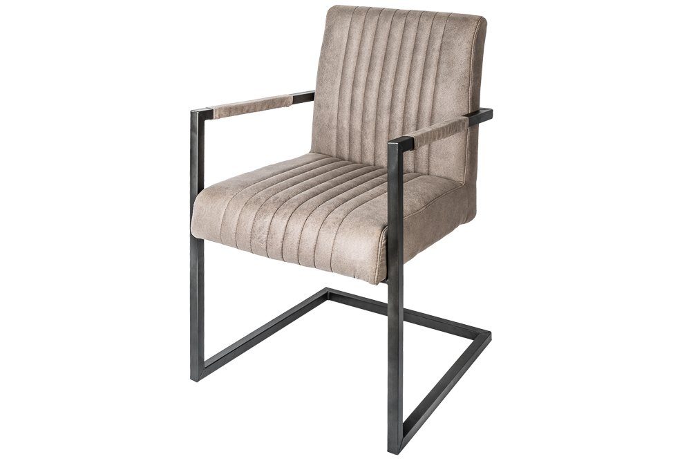 riess-ambiente Freischwinger BIG ASTON taupe – Microfaser, Taschenfederkern, Eisengestell, inkl. Armlehne für hohen Sitzkomfort – ideal für Deinen Loft-Style