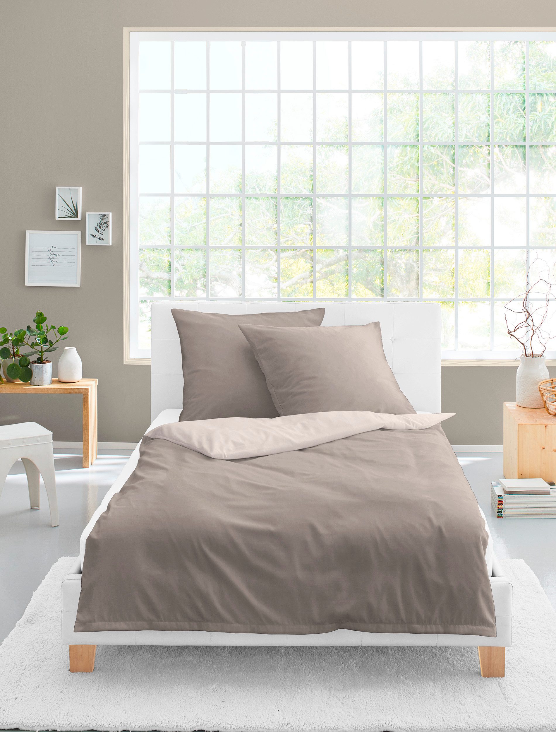 BIERBAUM Wendebettwäsche »Modern Uni in Gr. 135x200 oder 155x220 cm«, Moder günstig online kaufen