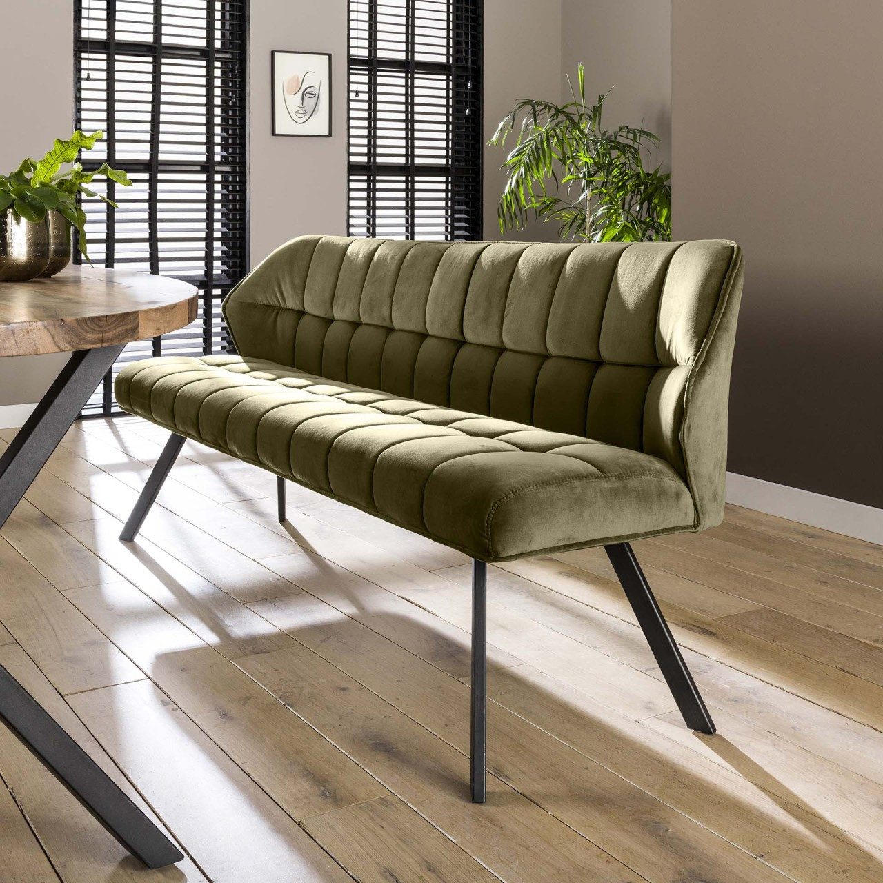 Vintagehaus Polsterbank Set Esstischbank Raster + günstig online kaufen