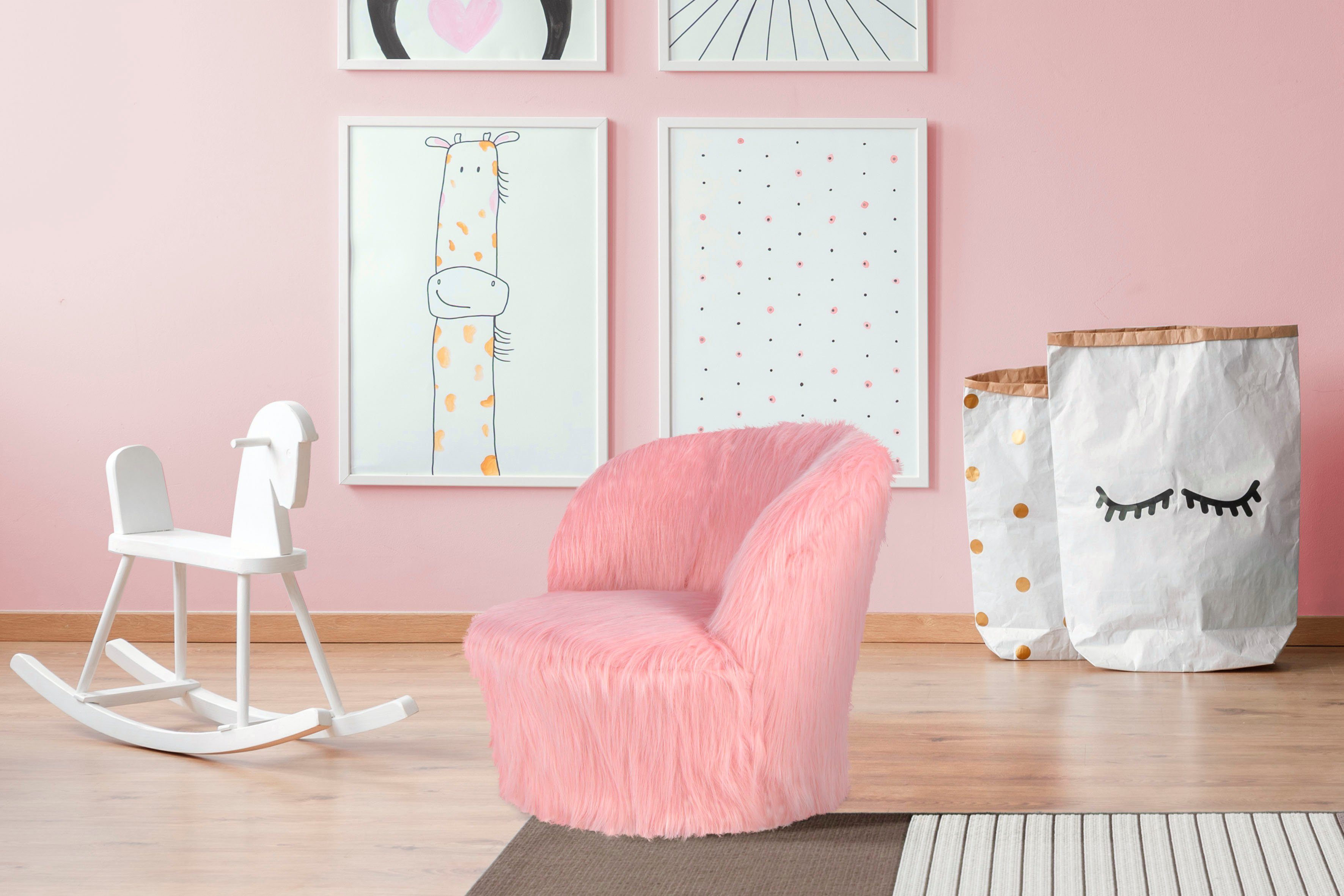 Kayoom Sessel Kinderstuhl Nanny 225, bequemer Kindersessel (1-St), bequem, weiche Polsterung, flauschiger Bezug aus Kunstfell