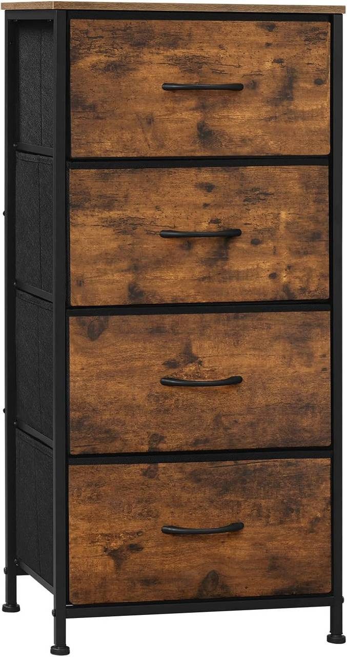 Woltu Kommode (1 St), schmal, mit 4 Schubladen aus Stoff, Sideboard