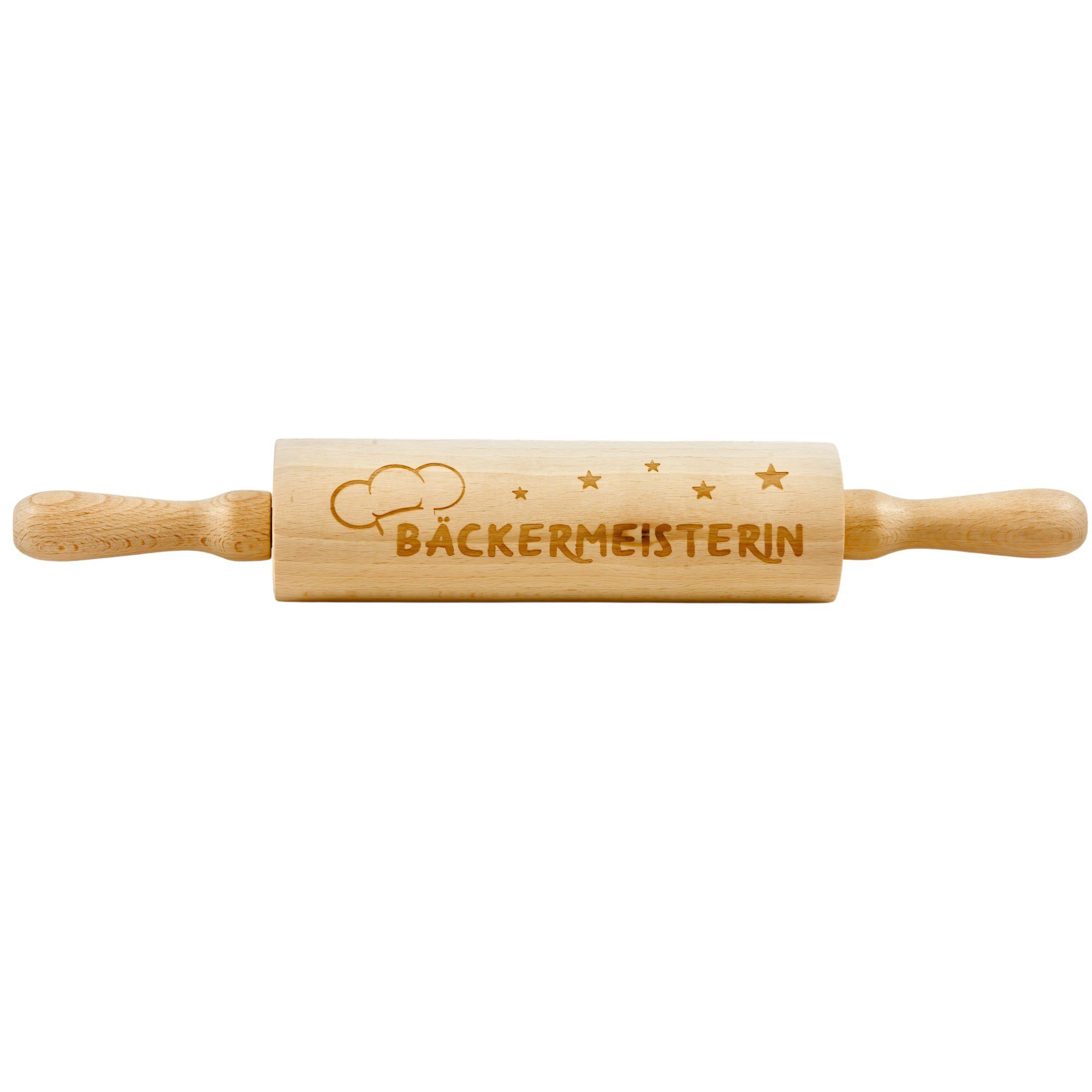 Spruchreif® Nudelholz Nudelholz mit Gravur, Teigroller aus Holz, Teigausroller Backzubehör, Nudelholz mit Prägung, tolle Geschenkidee "Bäckermeisterin"