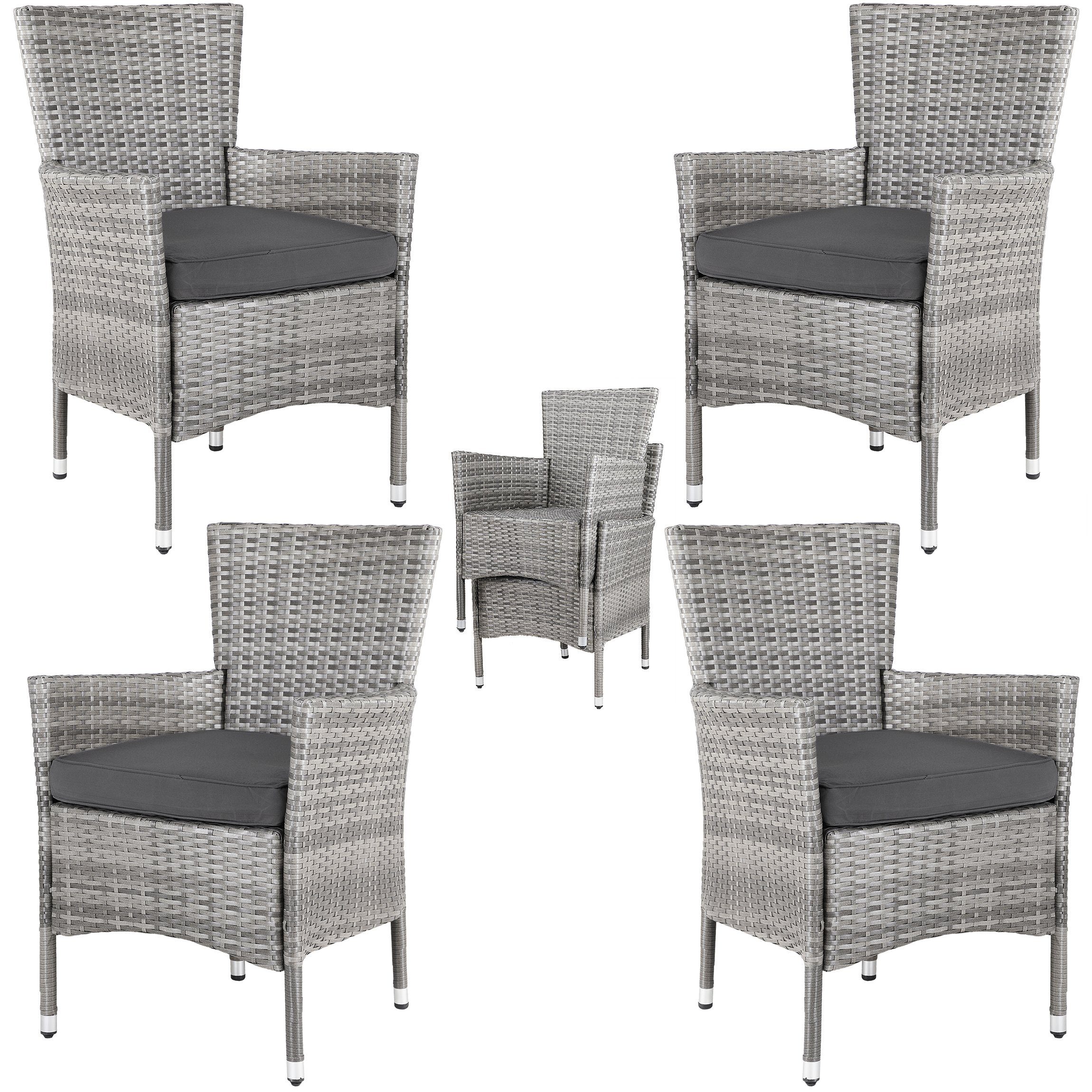 Casaria Gartenstuhl, Polyrattan 4er Set Stapelbar günstig online kaufen