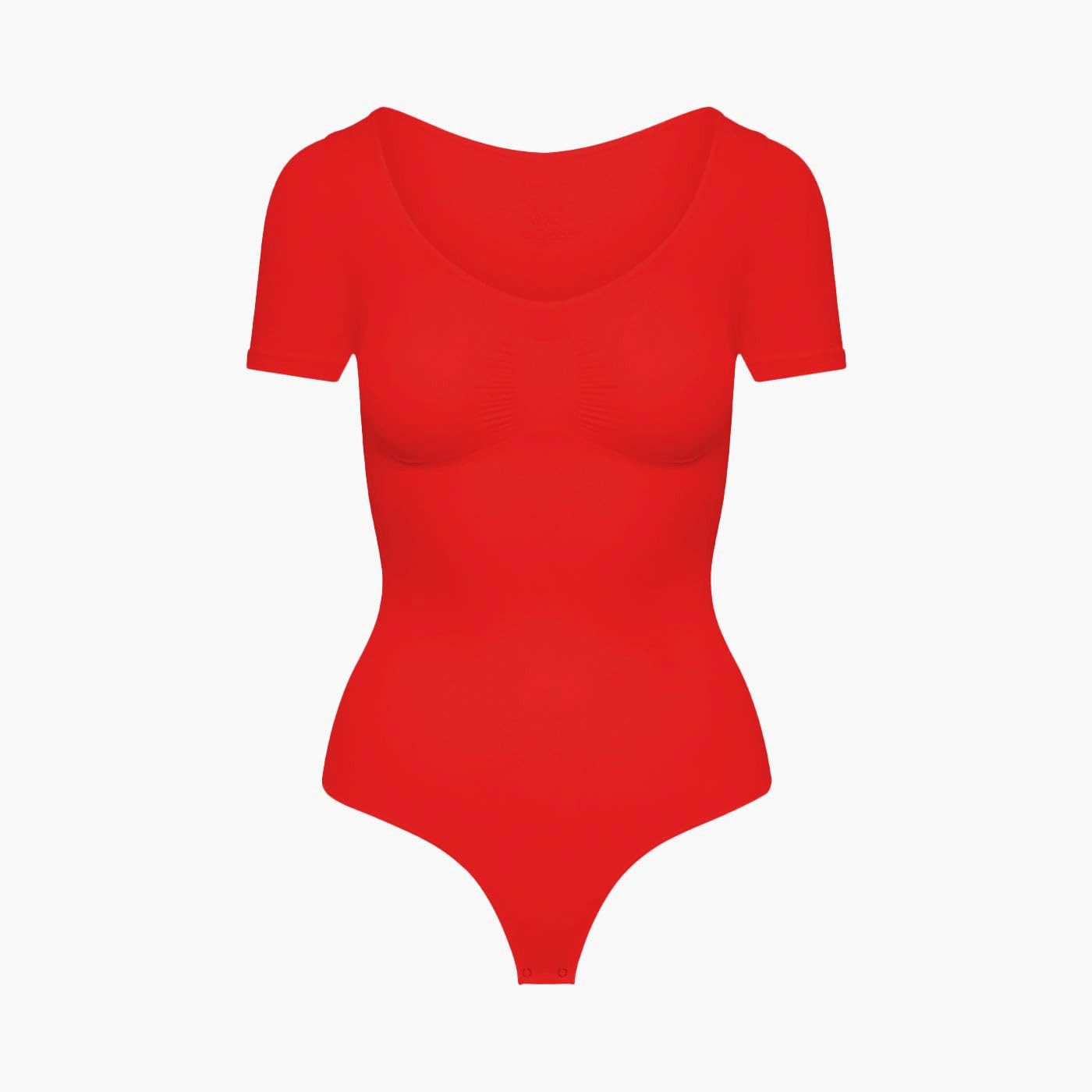 cfab (creamy fabrics) Miederbody T-Shirt Bodysuit Sculpting Shapewear mit String-Fire Red-L (1-tlg) Figurformend