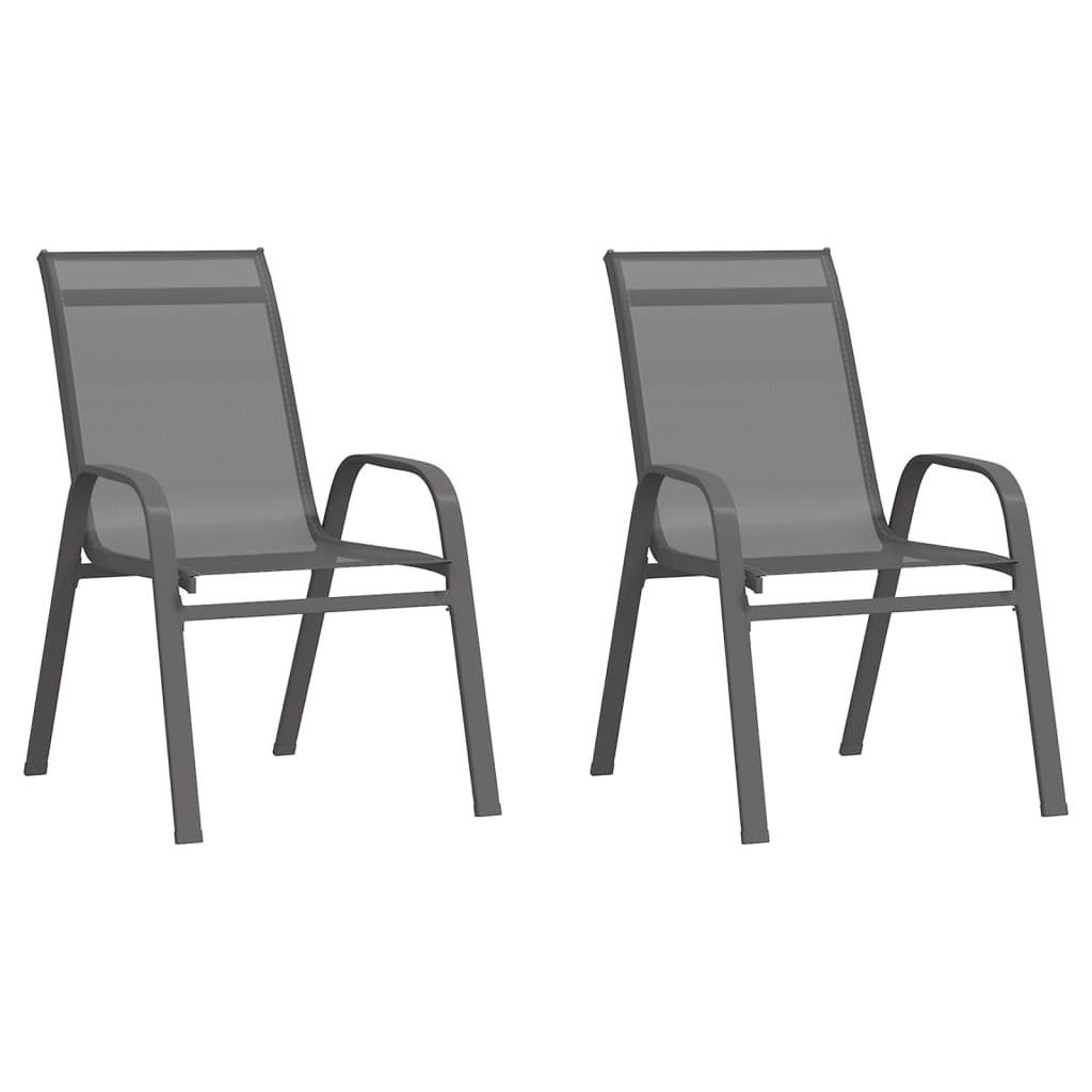 furnicato Gartenstuhl Stapelbare Gartenstühle 2 Stk. Grau Textilene