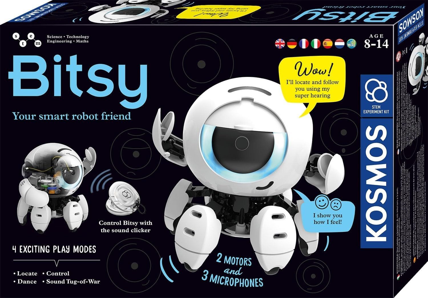KOSMOS 617424 - Bitsy Dein cleverer Robo-Freund, Roboter-Bausatz, S... Konstruktions-Spielset