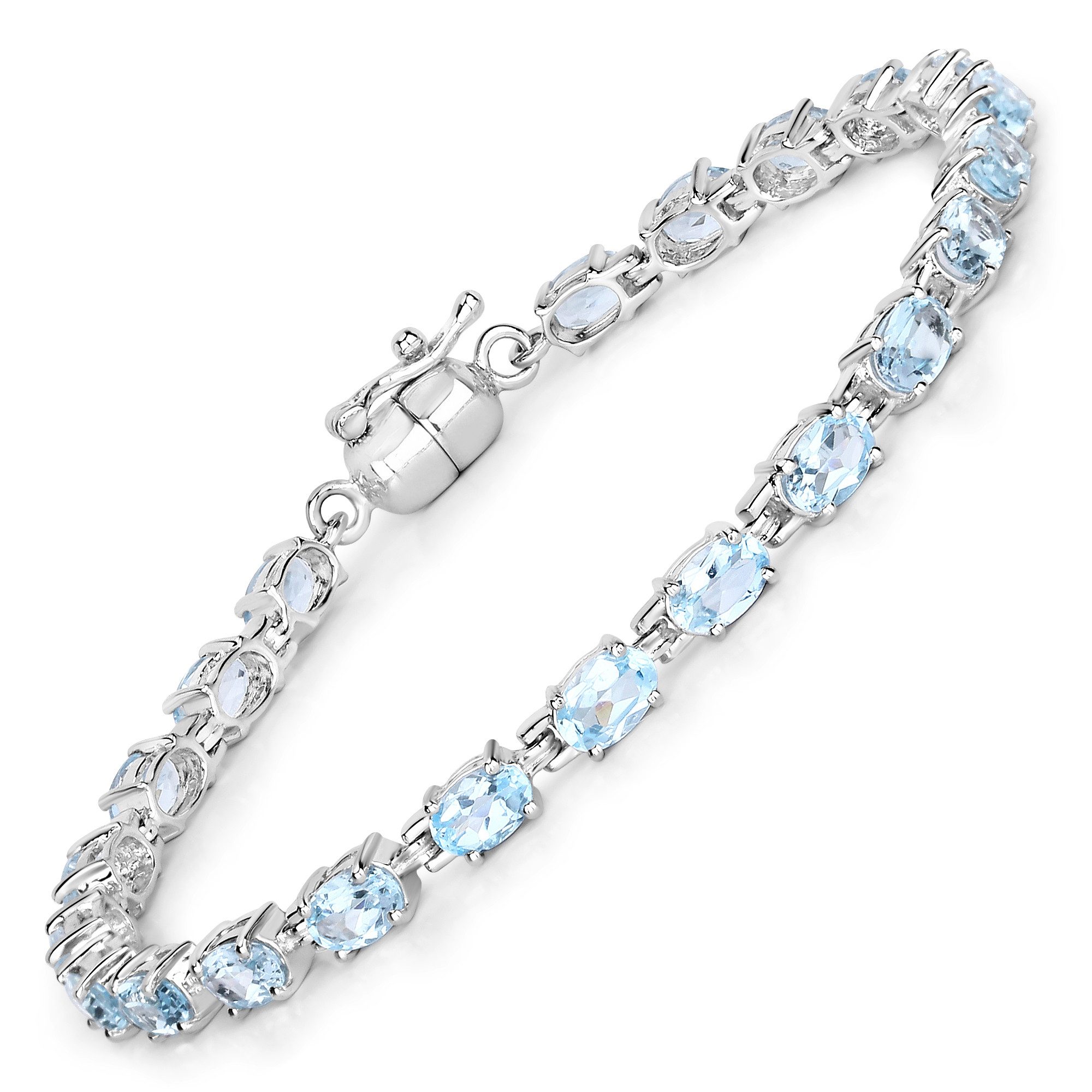 Vira Jewels Armband 925-Sterling Silber rhodiniert Blautopas oval