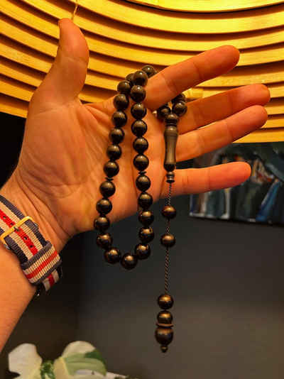 TesbihBid Kettenanhänger Gebetskette Tesbih Misbaha Amber Prayerbeads Bakalite faturan Schwarz (33-tlg)