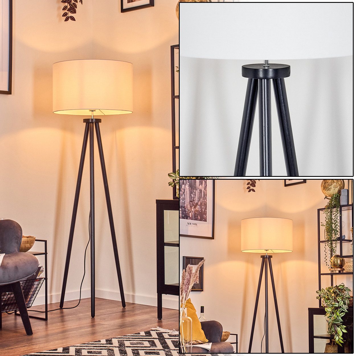 hofstein Stehlampe Stehlampe aus Holz/Stoff in günstig online kaufen