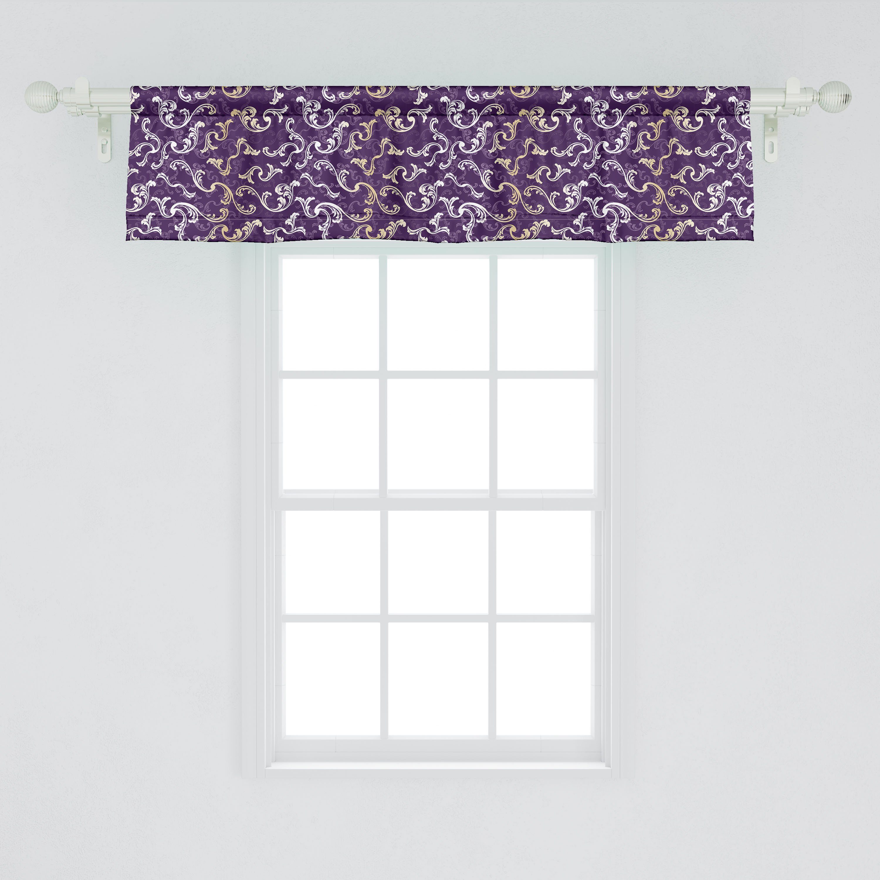 Scheibengardine Vorhang Volant für Küche Curls Abakuhaus, Lavish Barock- Dekor Ton auf mit Stangentasche, Schlafzimmer purpurrotem Microfaser