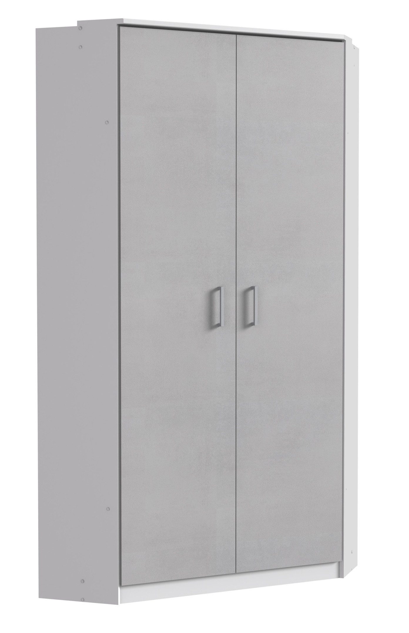freiraum Eckkleiderschrank Click in weiss / Beton Dekor - 95x198x95 (BxHxT)